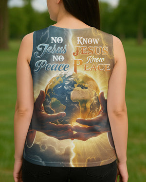 No Jesus No Peace, Know Jesus Know Peace All Over Print V-neck Tank Top