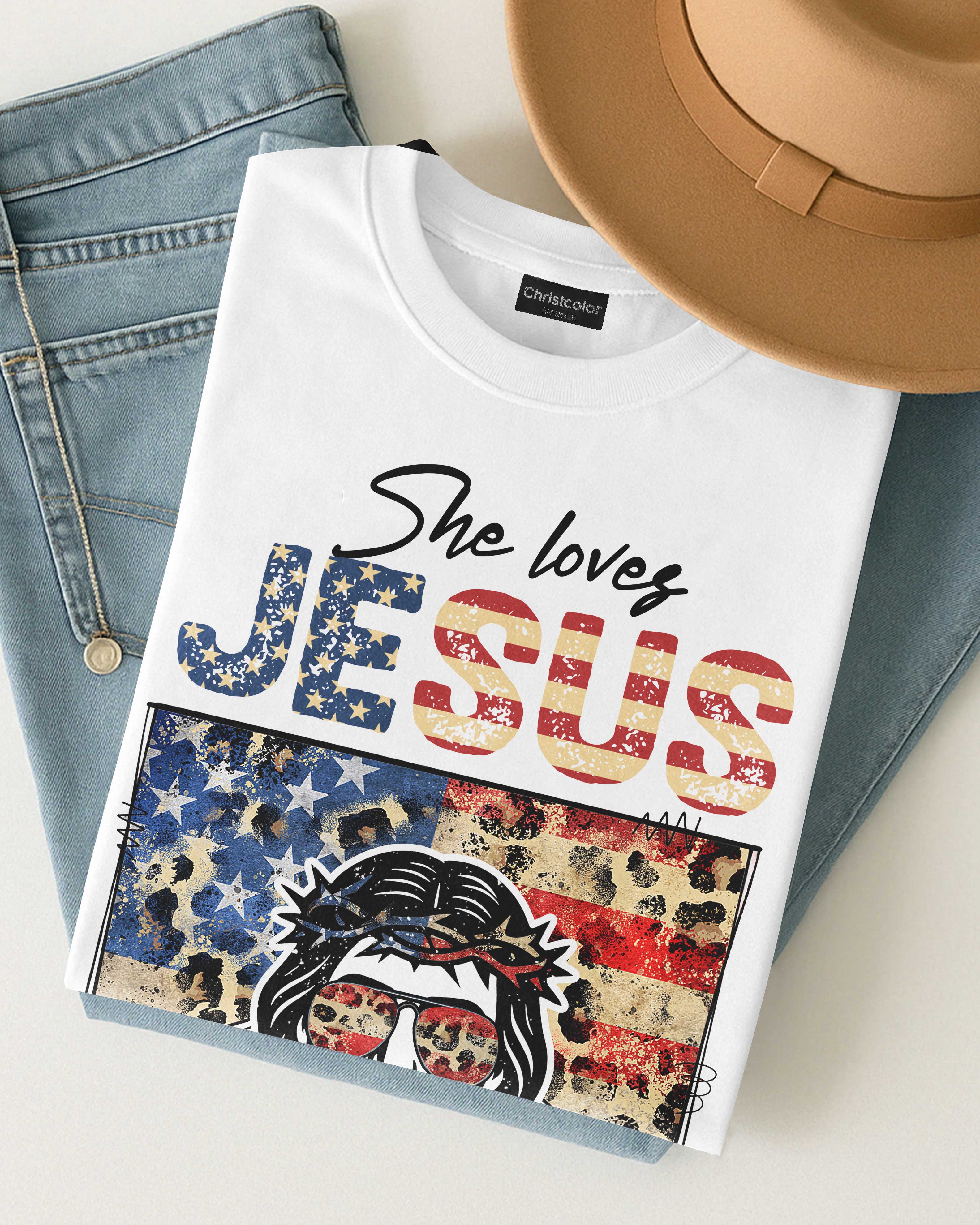 She Loves Jesus and America Too T-Shirt