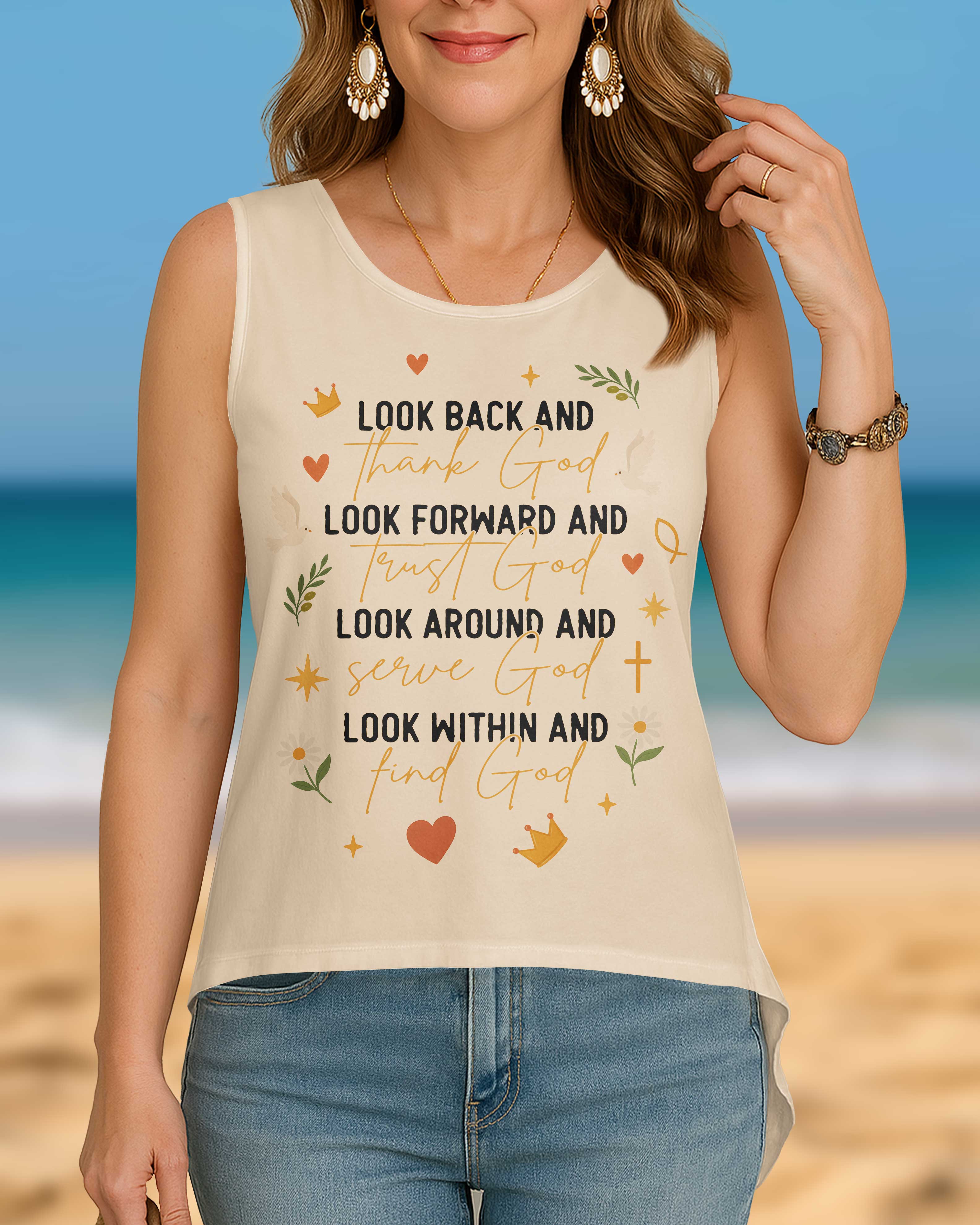 Look Back And Thank God Cut Out Wrap Back Tank Top