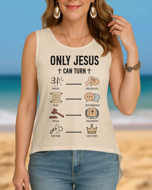Only Jesus Can Turn Cut Out Wrap Back Tank Top