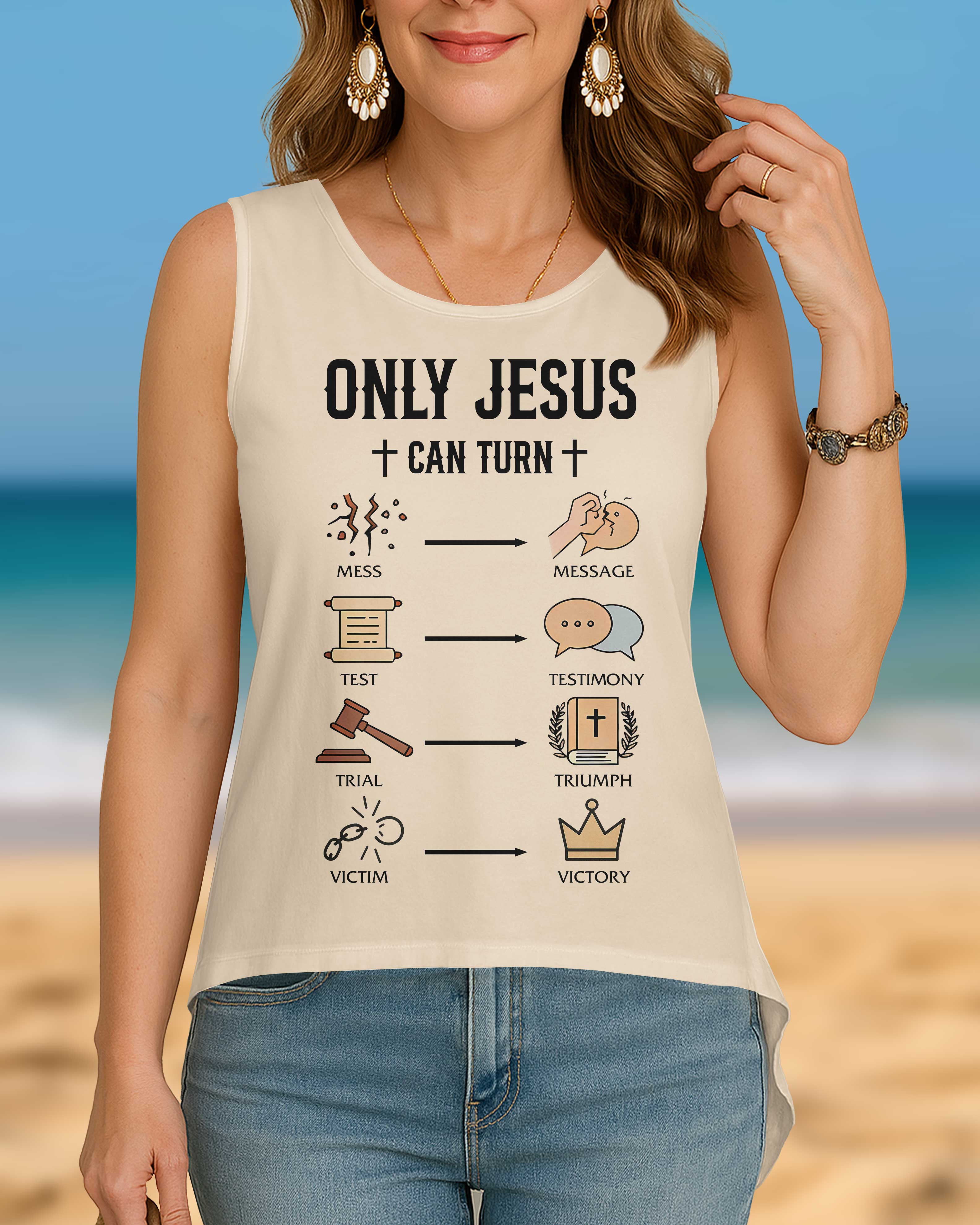 Only Jesus Can Turn Cut Out Wrap Back Tank Top