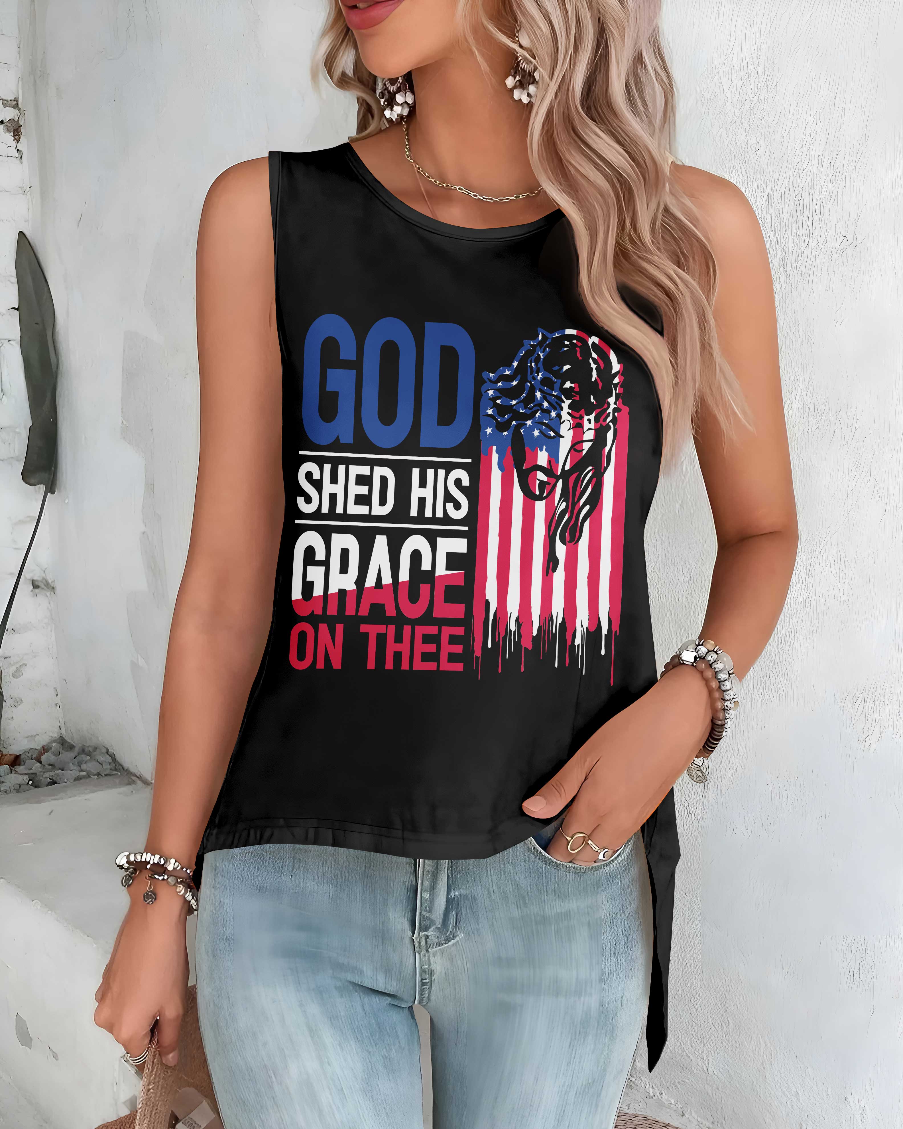 God Shed His Grace On Thee Cut Out Wrap Back Tank Top