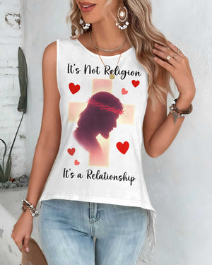 It’s Not Religion, It’s a Relationship Cut Out Wrap Back Tank Top