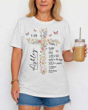 Personalized I Am T-Shirt, Baptism or Dedication Gift for Women or Girl, Christening Keepsake
