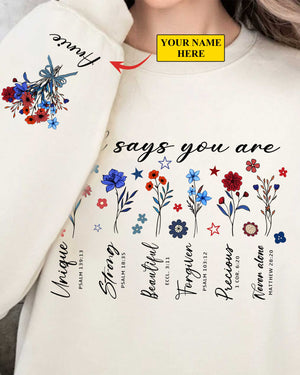 God Says You Are Sweater, Floral Christian Sweater, Personalized Bible Sweater