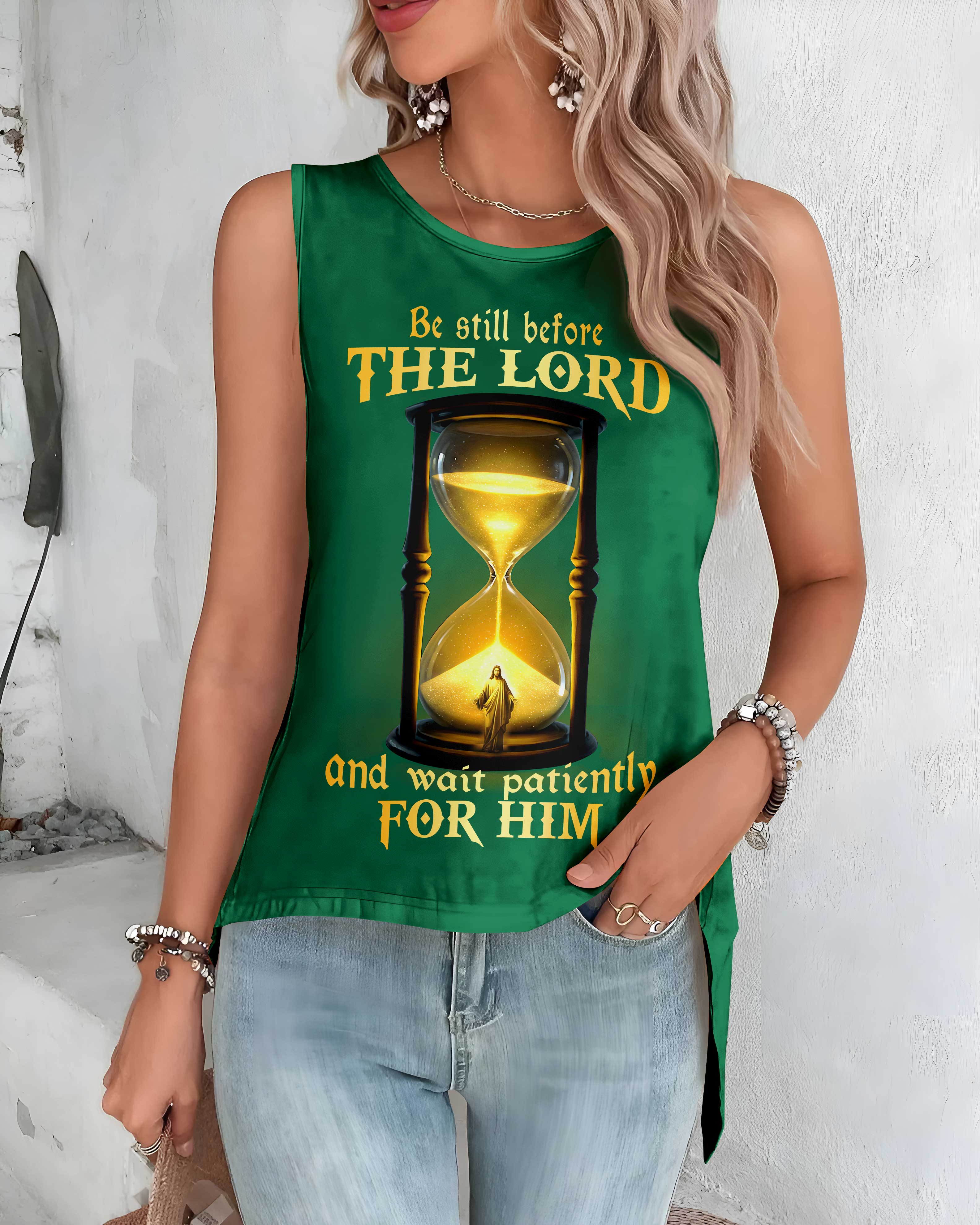 Be Still Before The Lord Cut Out Wrap Back Tank Top