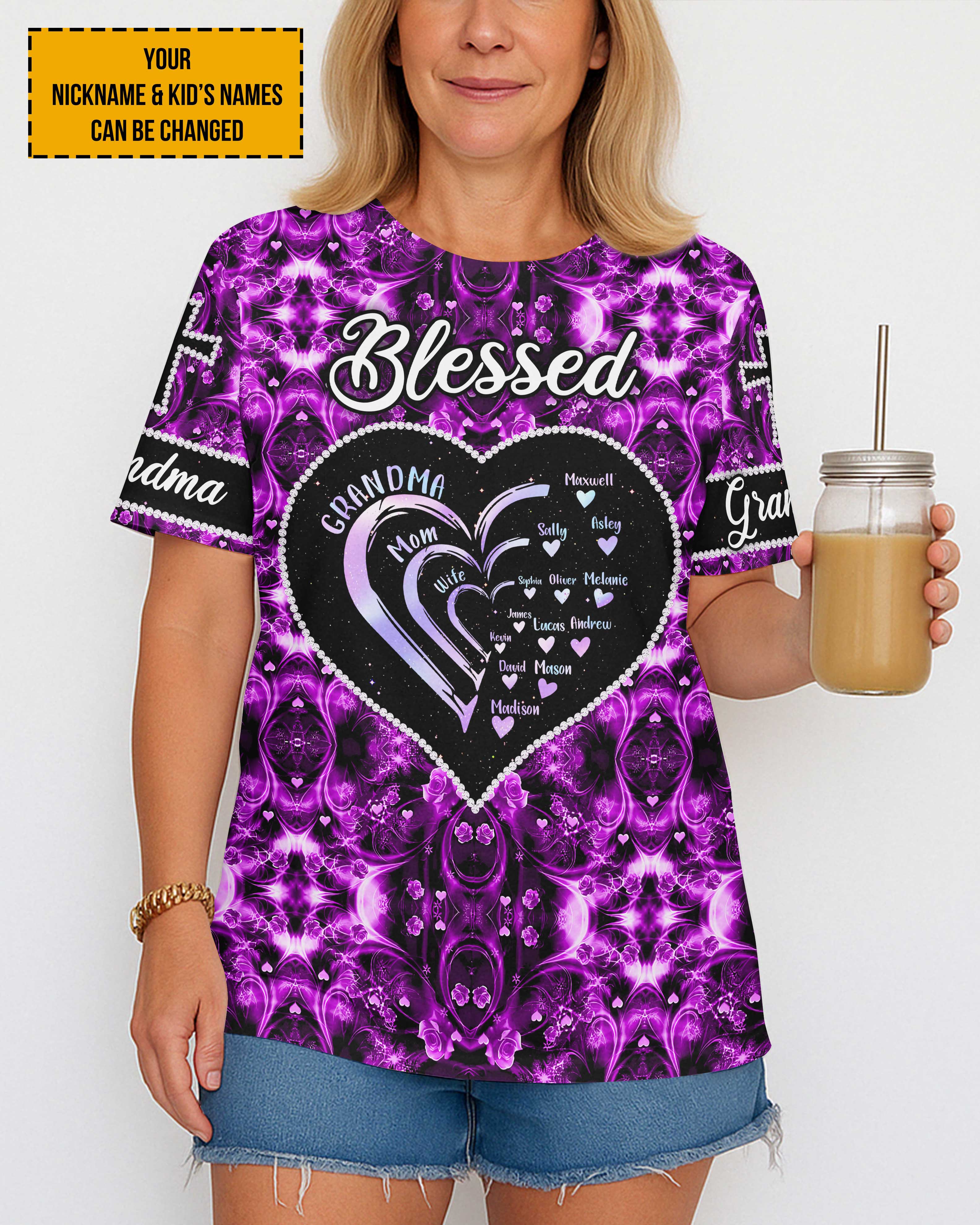 Blessed Grandma Mom Wife All Over Print Shirt