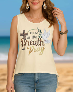 As Long As I Have Breath I Will Pray Cut Out Wrap Back Tank Top