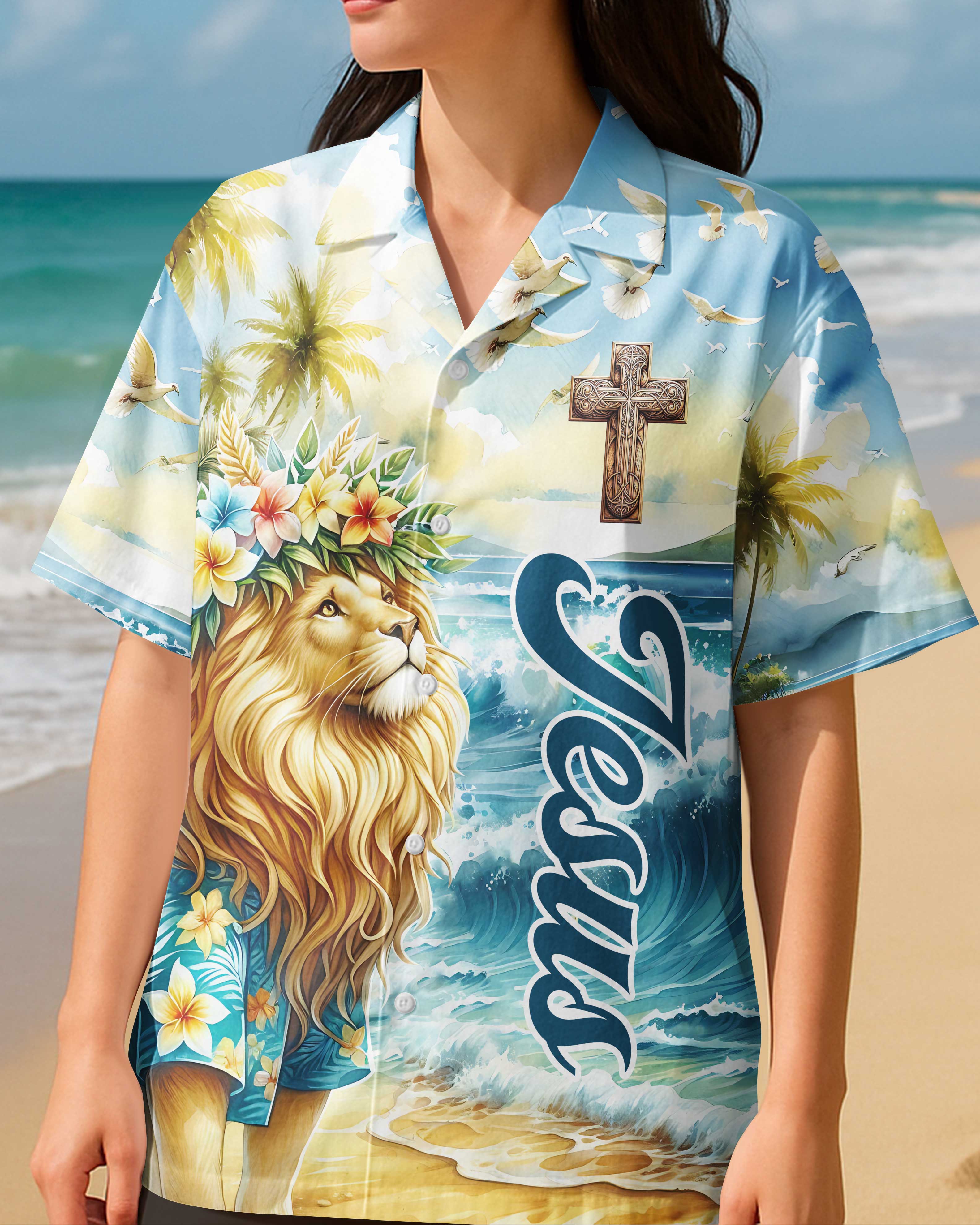 Be Strong and Courageous Jesus Lion Hawaiian Shirt