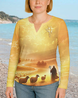 His Mercies Are New Every Morning All Over Print V-neck Long Sleeves Shirt