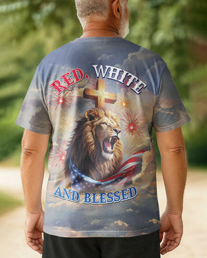 Red, White and Blessed All Over Print T-shirt