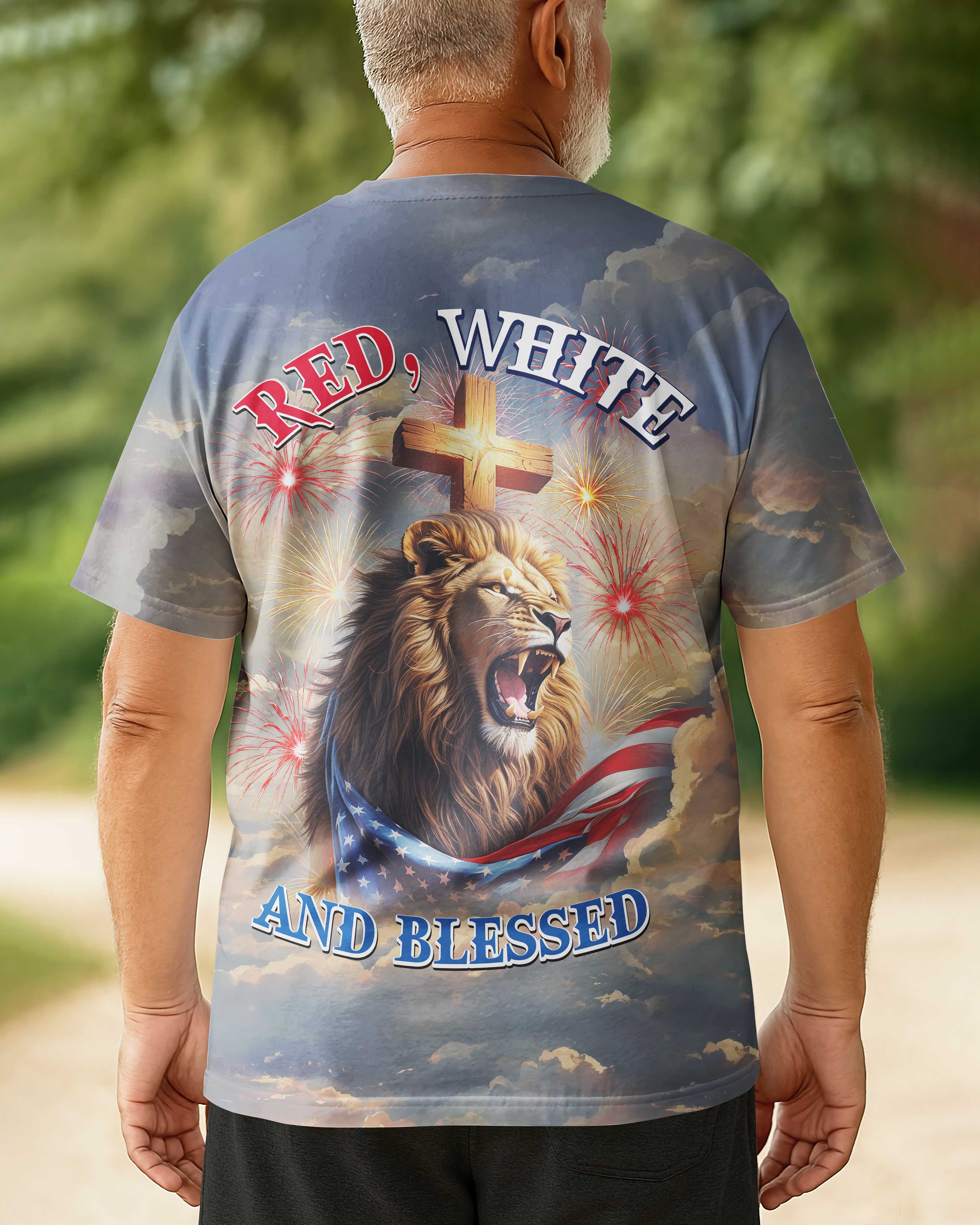 Red, White and Blessed All Over Print T-shirt