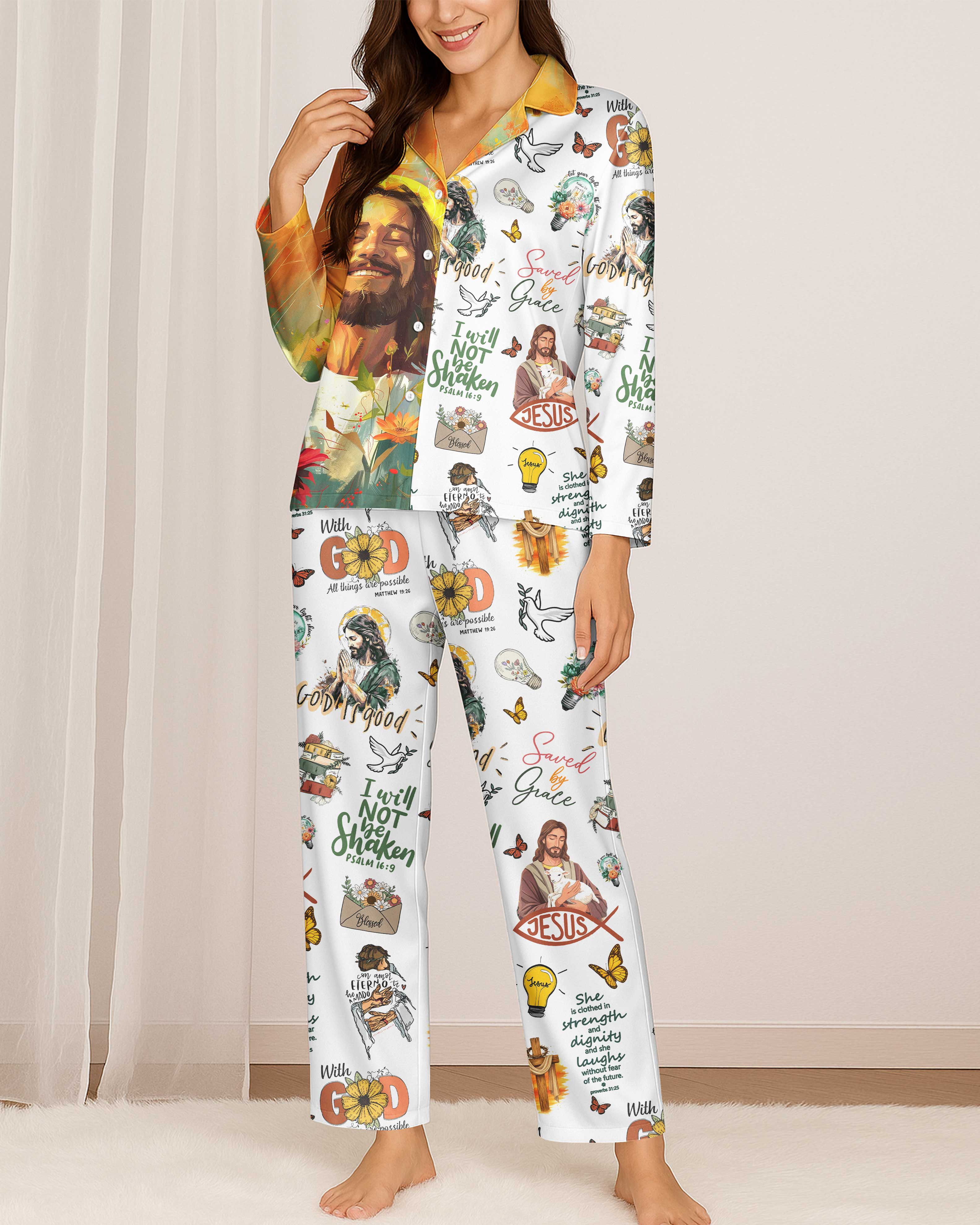Tropical Theme Jesus Button Pajamas