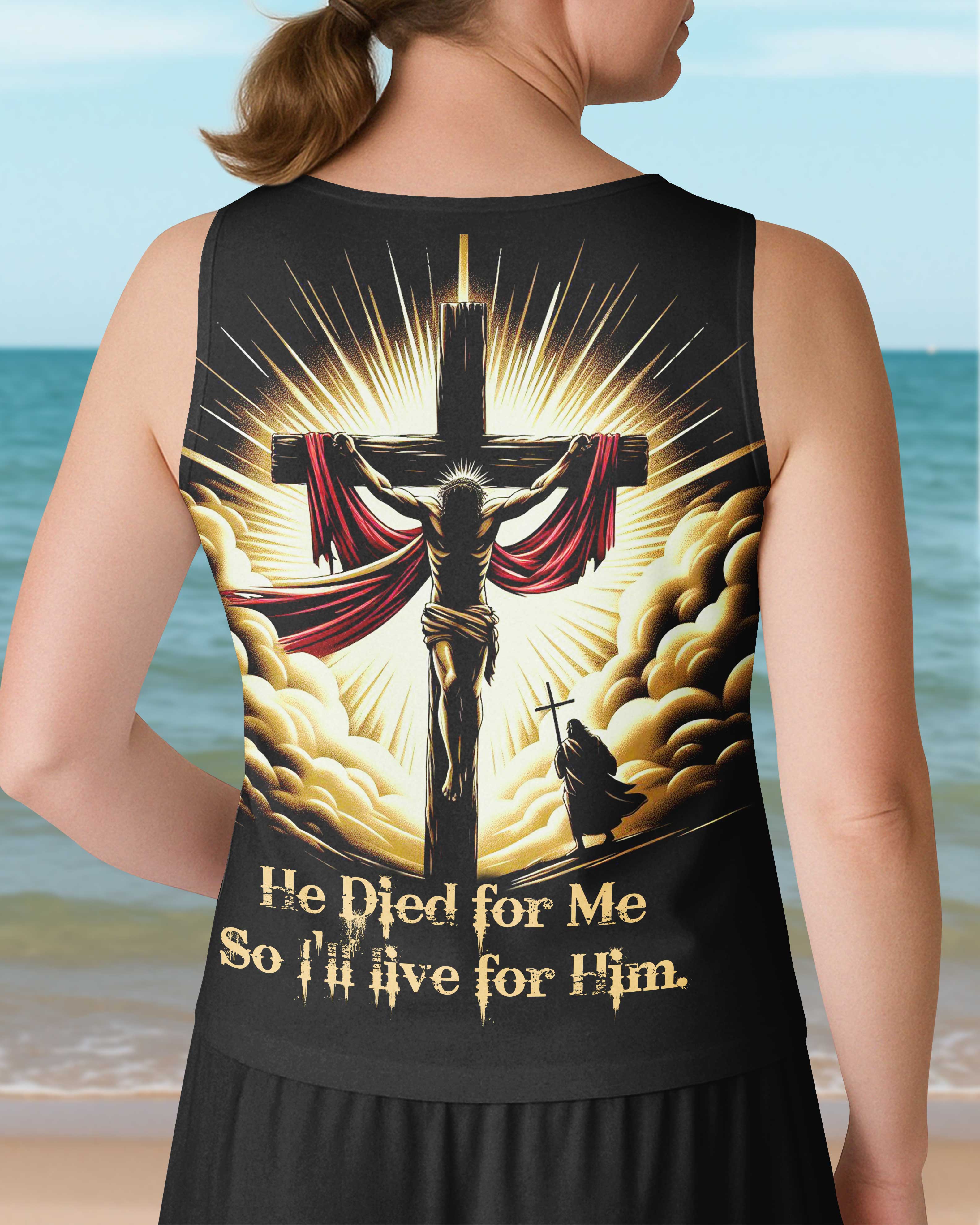 He Died For Me So I'll Live For Him V-neck Tank Top