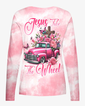Jesus Take The Wheel All Over Print V-neck Long Sleeves Shirt