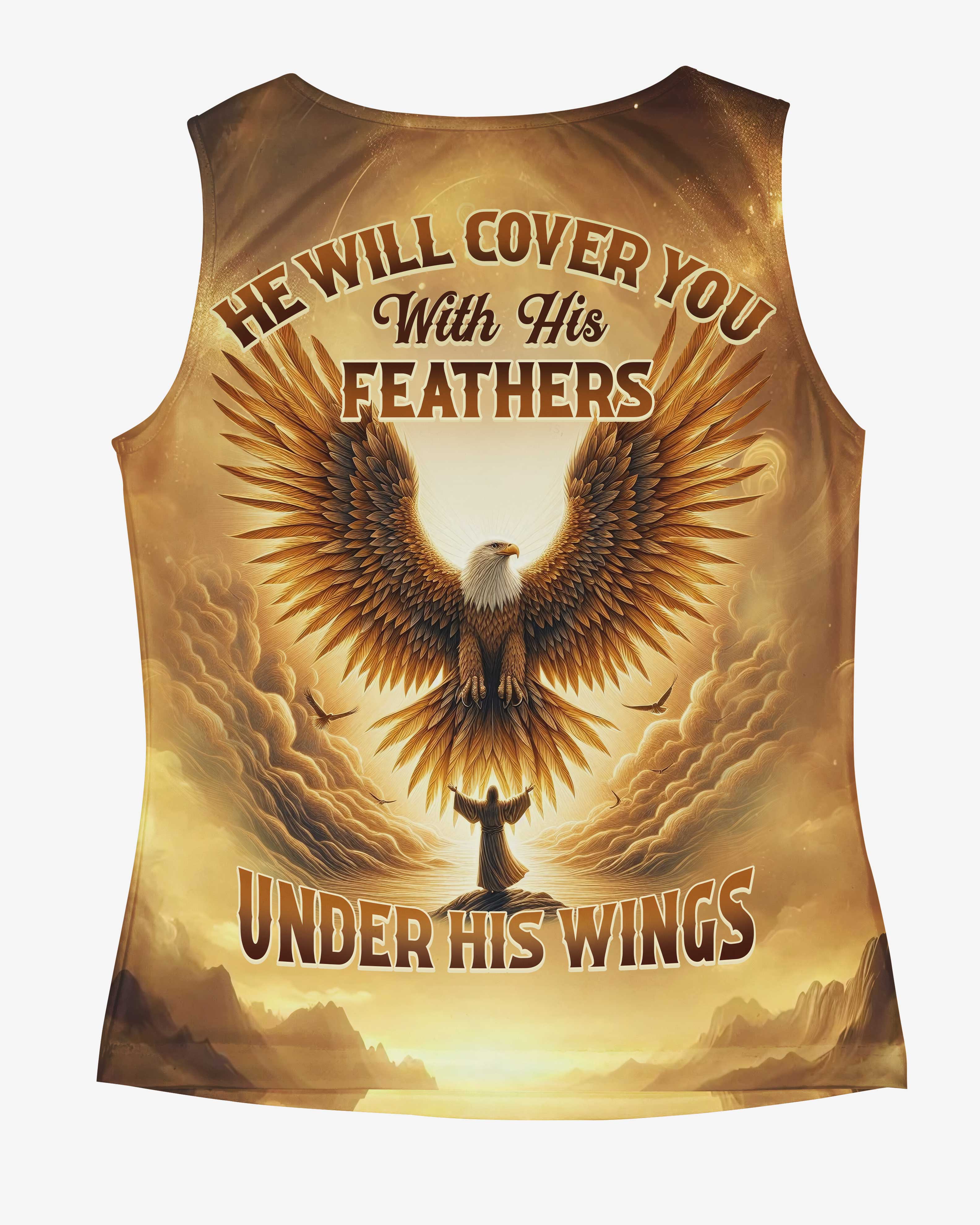 He Will Cover You With His Feathers Under His Wings All Over Print V-neck Tank Top