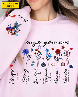 God Says You Are Sweater, Floral Christian Sweater, Personalized Bible Sweater