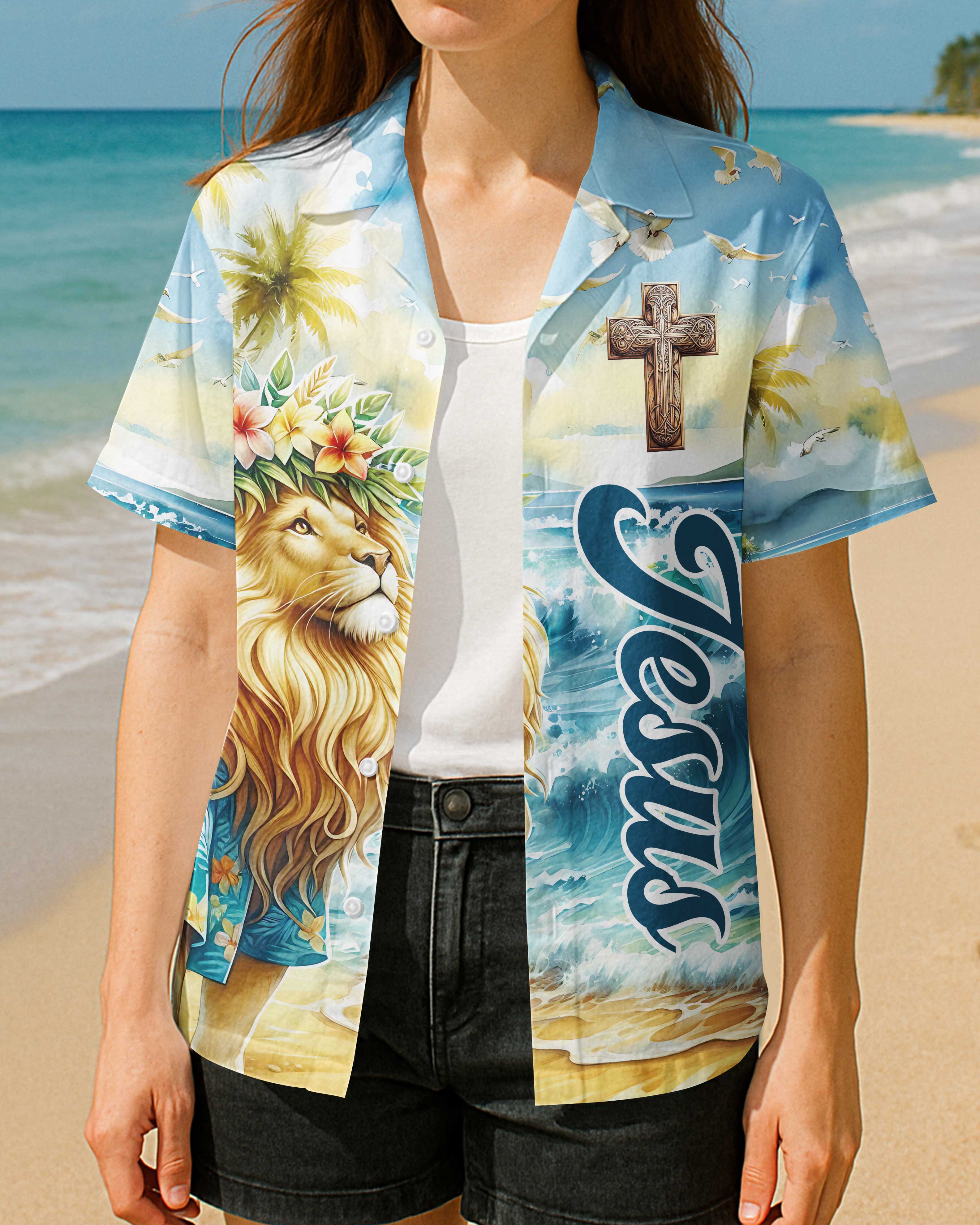 Be Strong and Courageous Jesus Lion Hawaiian Shirt
