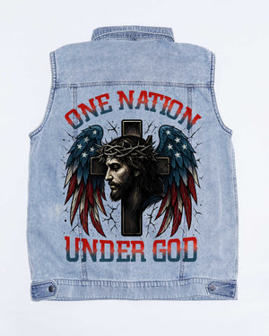 One Nation Under God Sleeveless Denim Jacket