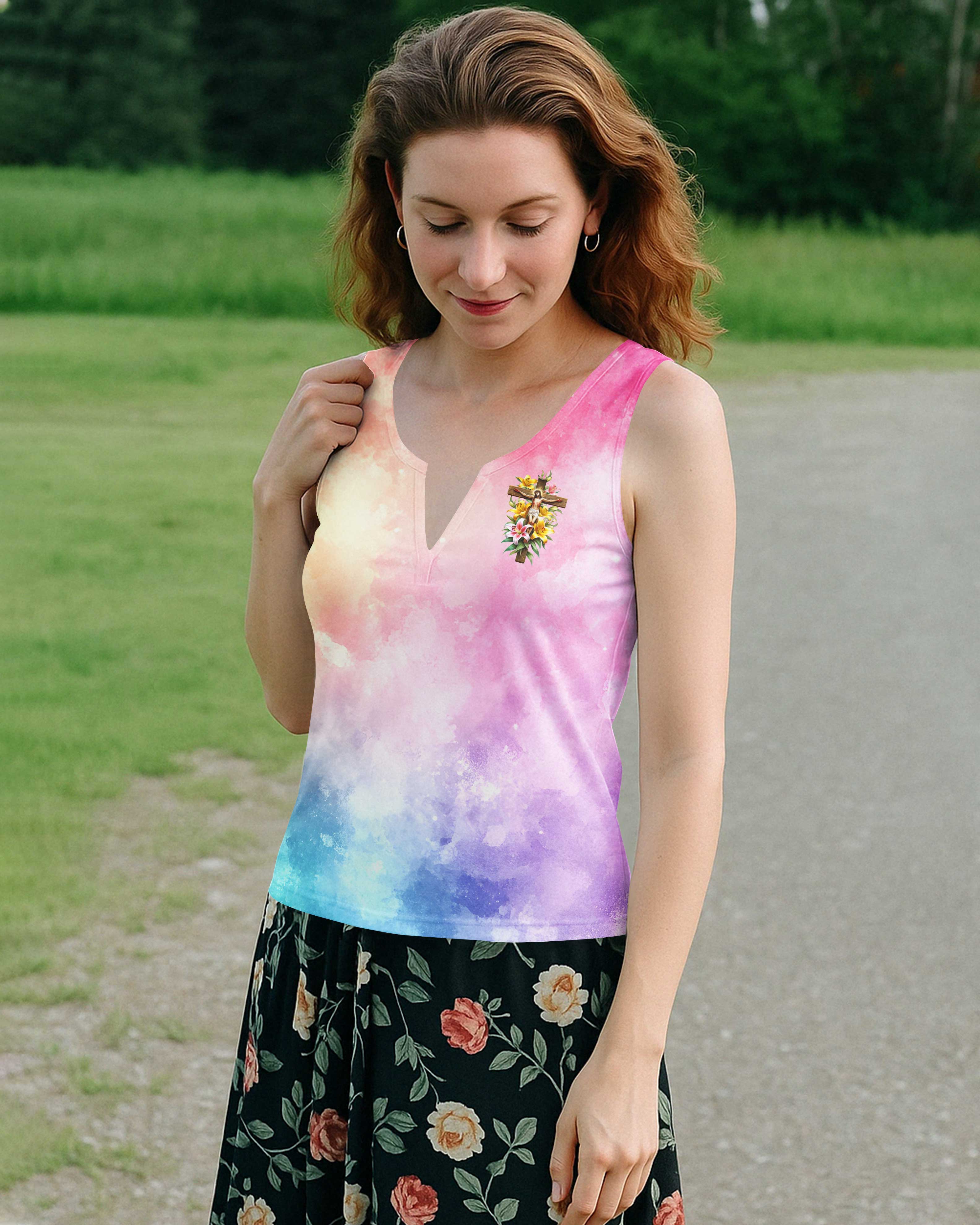 I Am Fearfully And Wonderfully Made All Over Print V-neck Tank Top