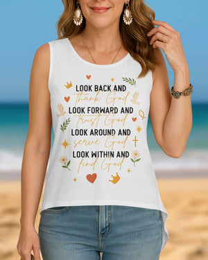 Look Back And Thank God Cut Out Wrap Back Tank Top
