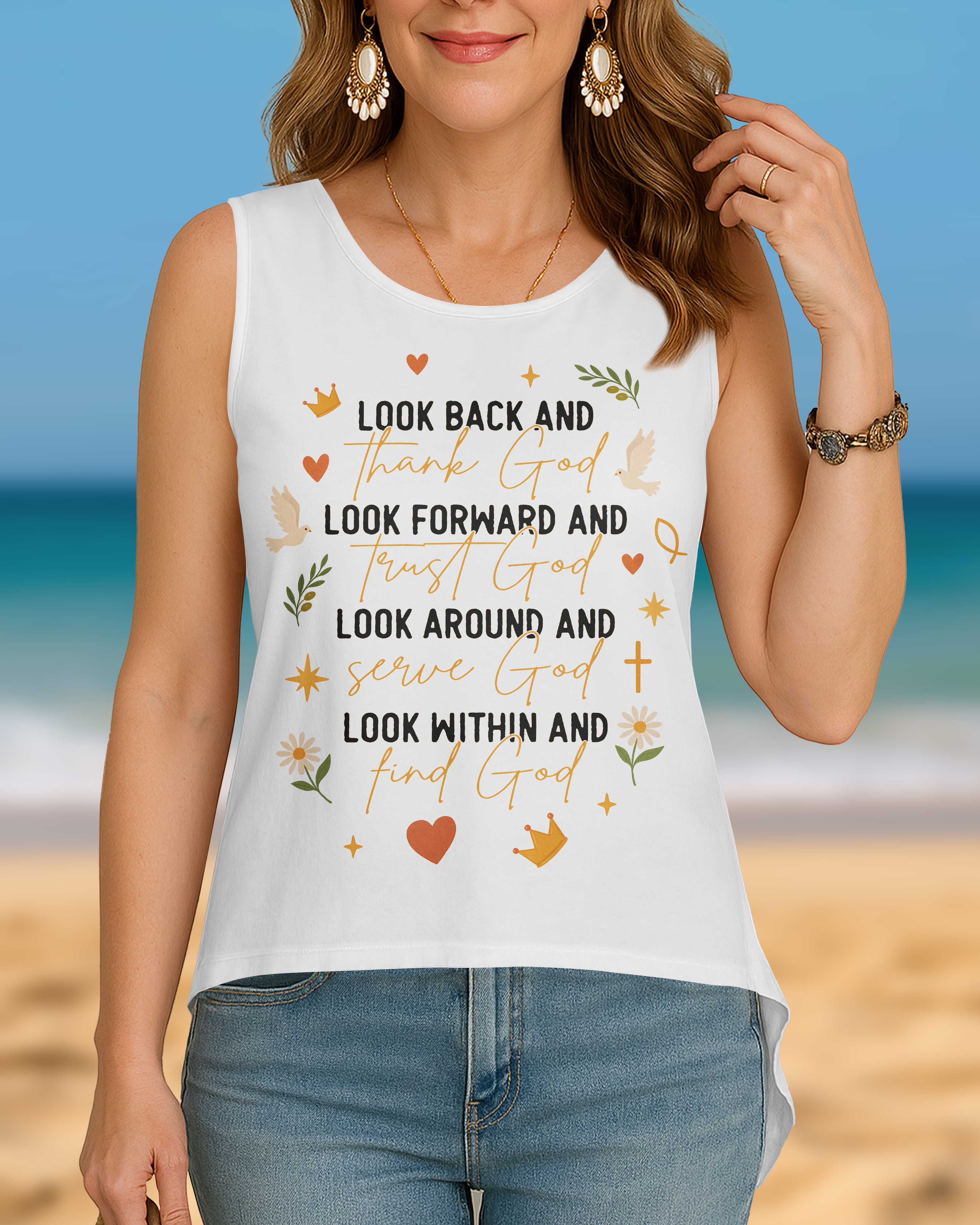 Look Back And Thank God Cut Out Wrap Back Tank Top
