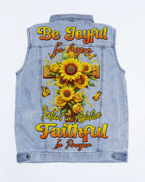Be Joyful In Hope Sleeveless Denim Jacket