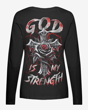 God Is My Strength All Over Print V-neck Long Sleeves Shirt
