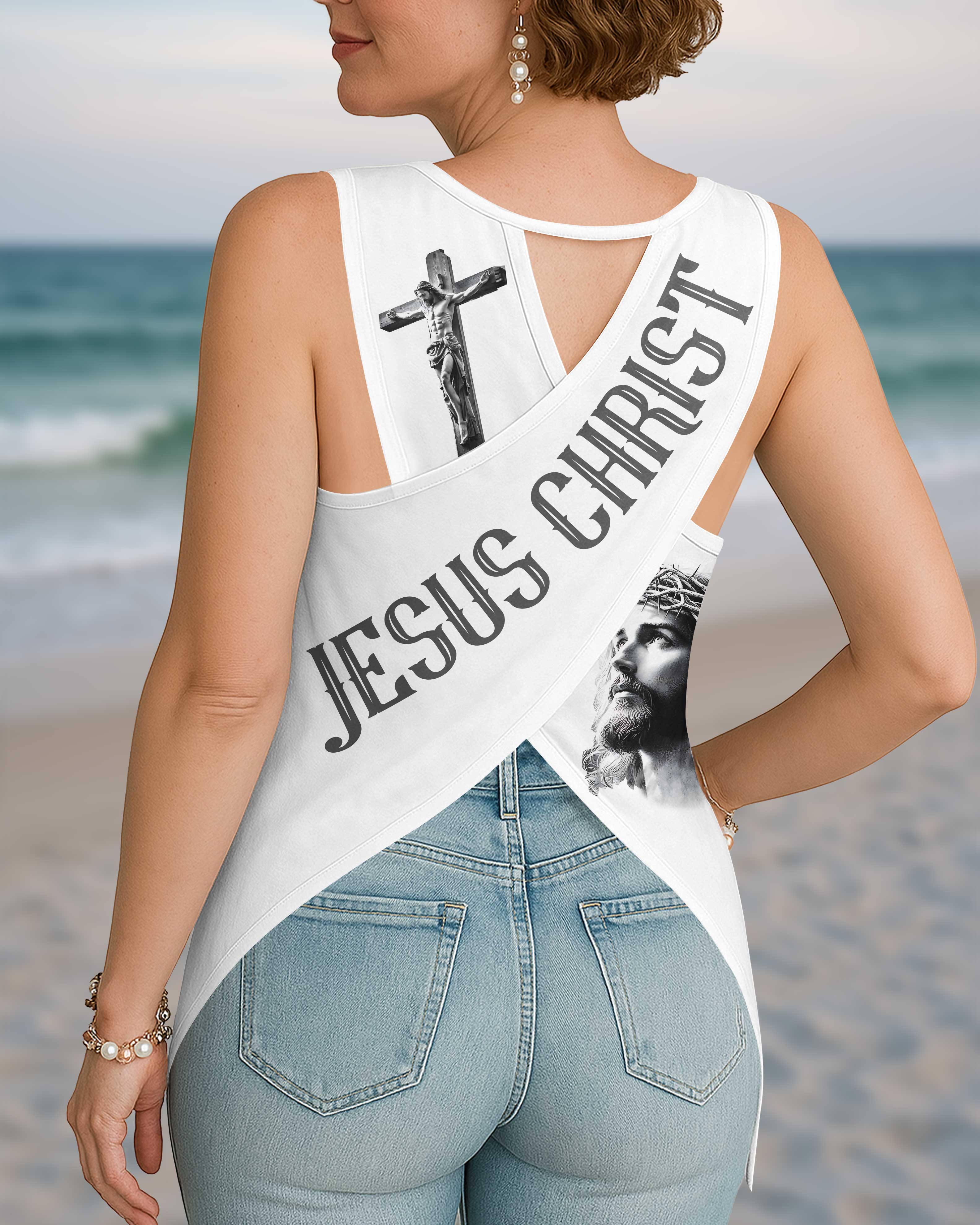 Yet He Chose Me Cut Out Wrap Back Tank Top