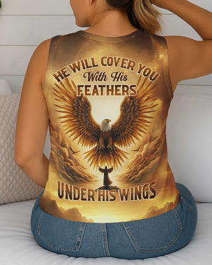 He Will Cover You With His Feathers Under His Wings All Over Print V-neck Tank Top