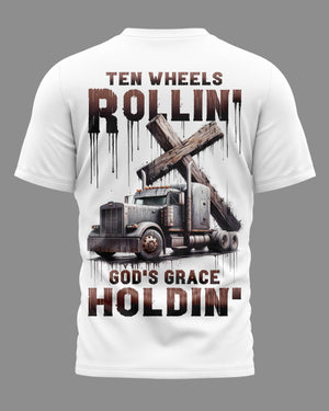 Ten Wheels Rollin' All Over Print T-Shirt