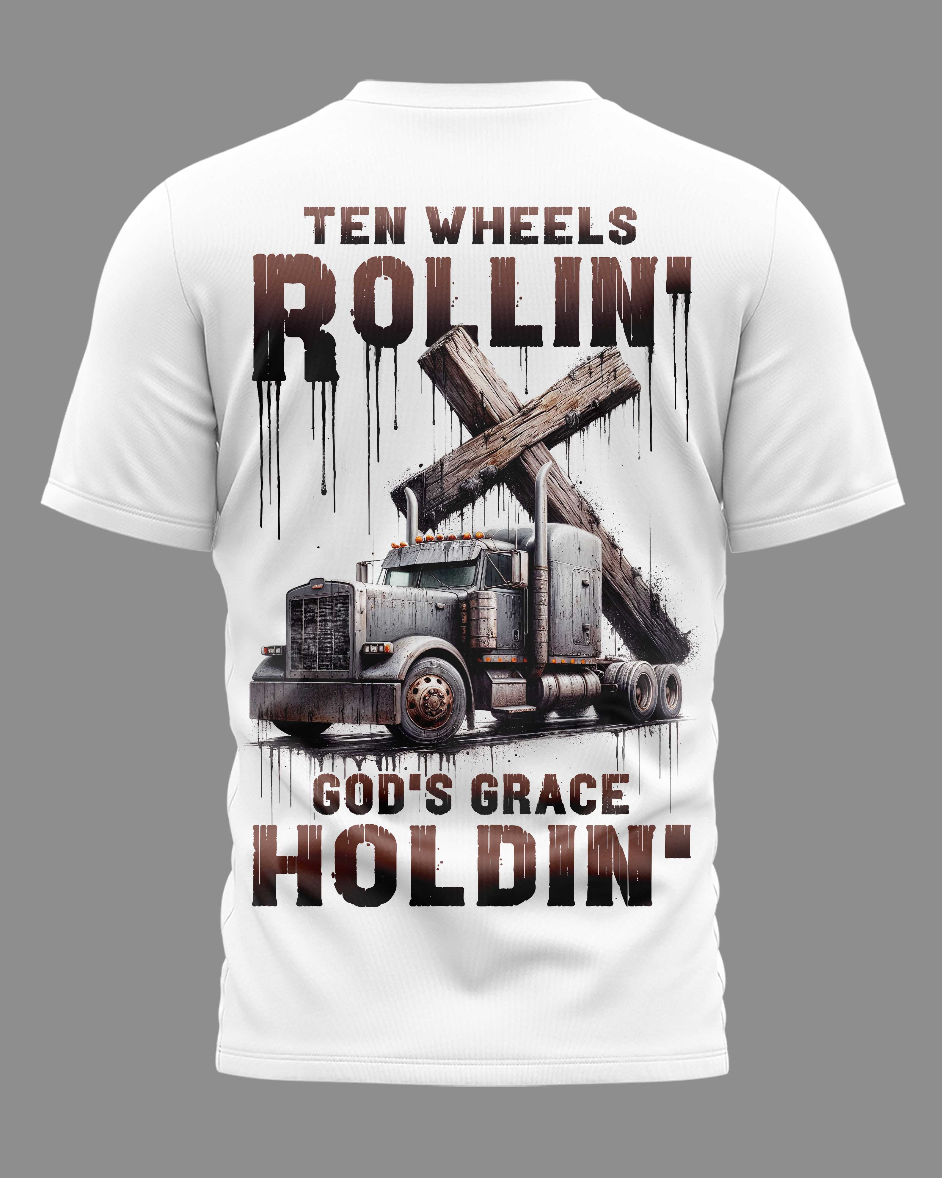Ten Wheels Rollin' All Over Print T-Shirt