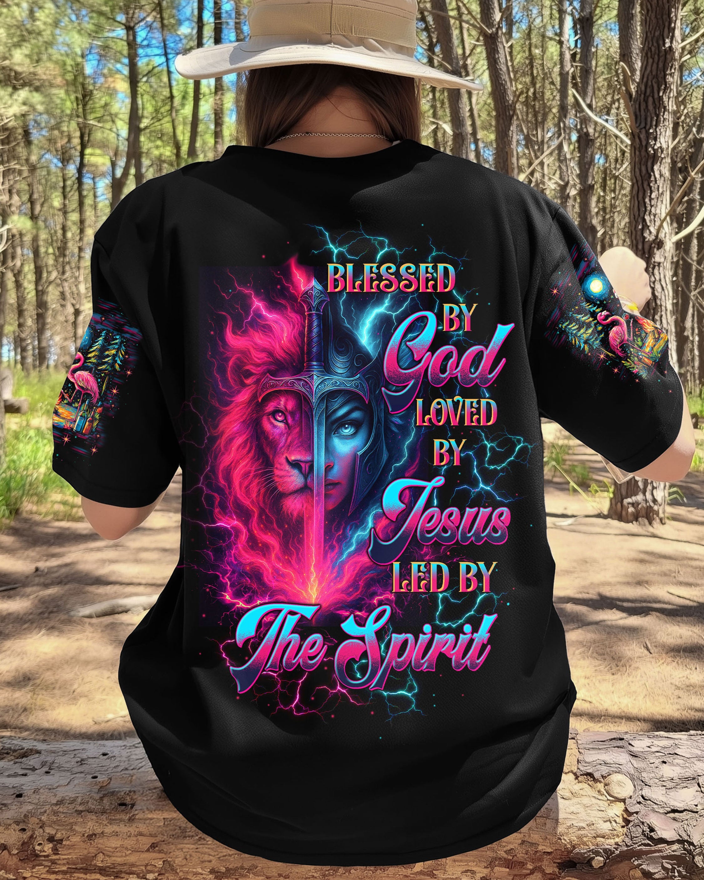 Blessed By God Loved By Jesus Lion Warrior Women's All Over Print Shirt - Tltw1209253