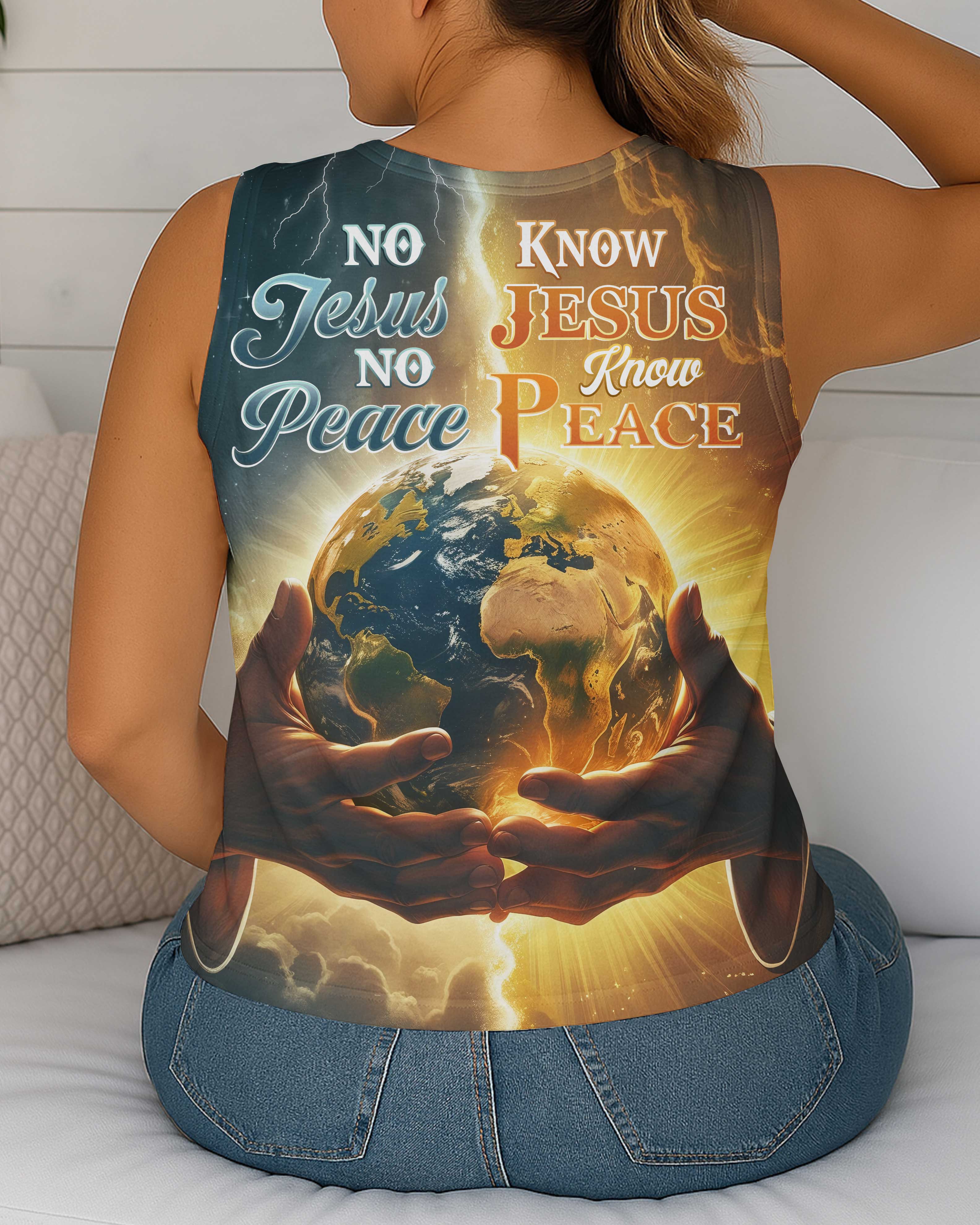 No Jesus No Peace, Know Jesus Know Peace All Over Print V-neck Tank Top