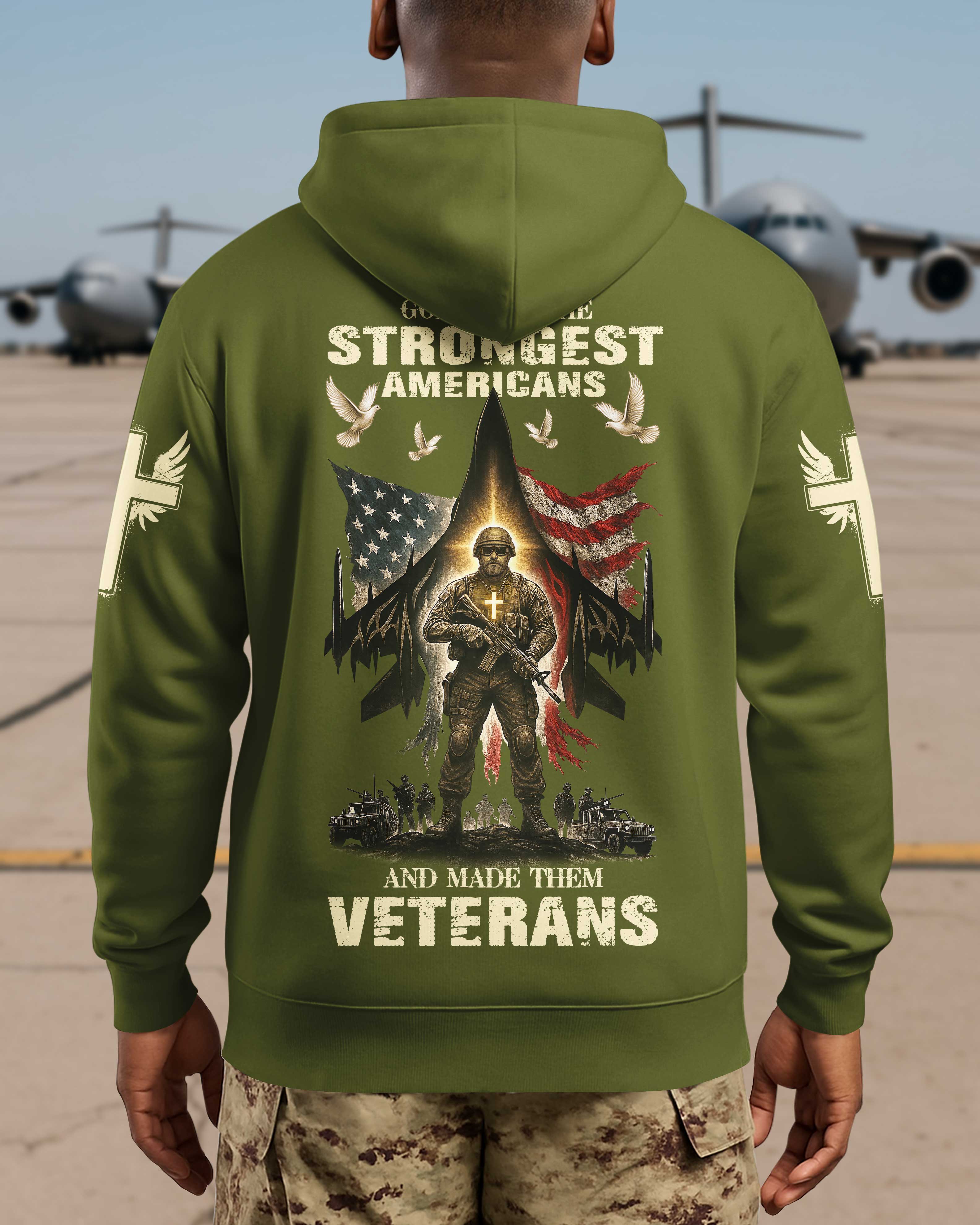 God Took The Strongest Americans All Over Print Hoodie