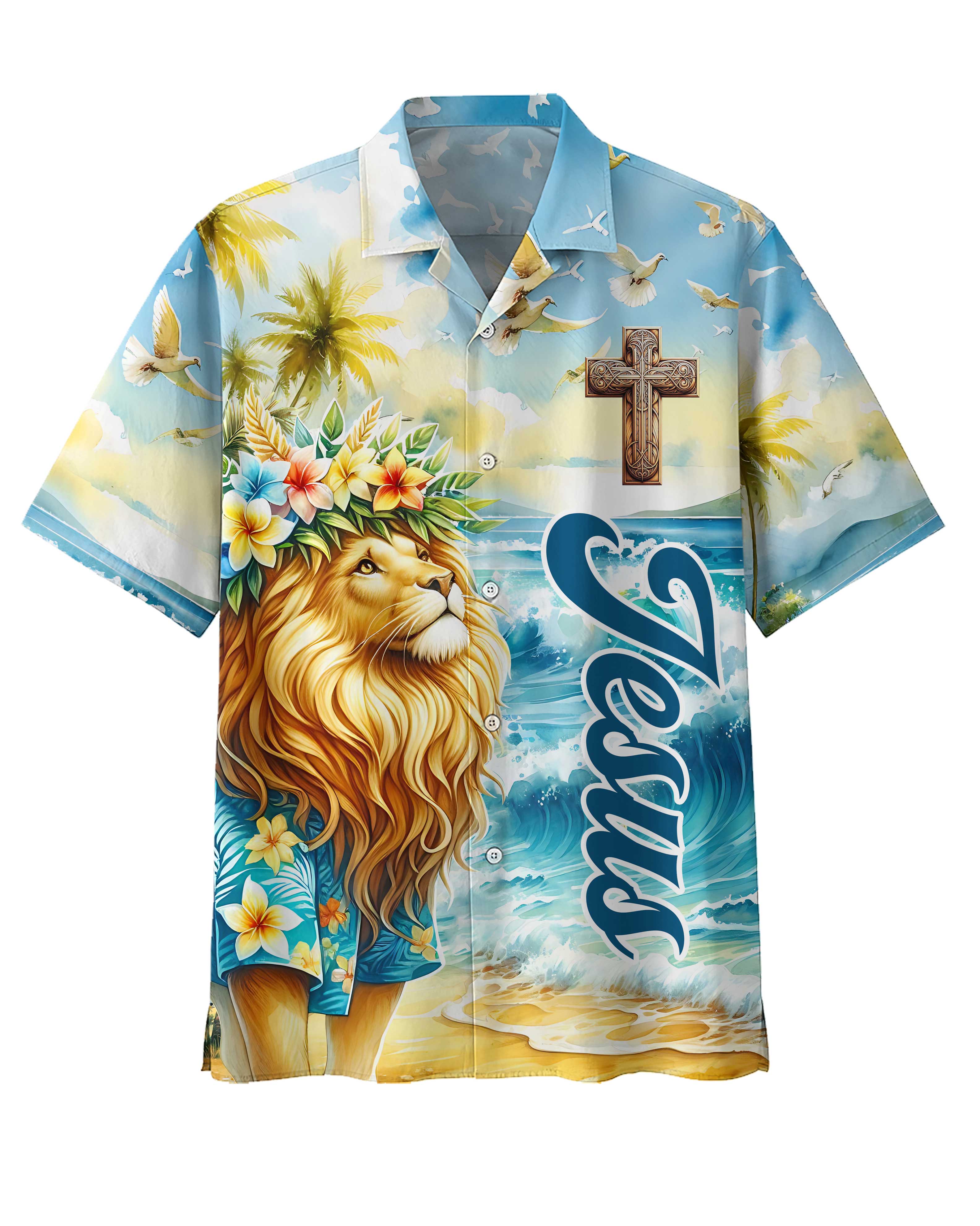 Be Strong and Courageous Jesus Lion Hawaiian Shirt