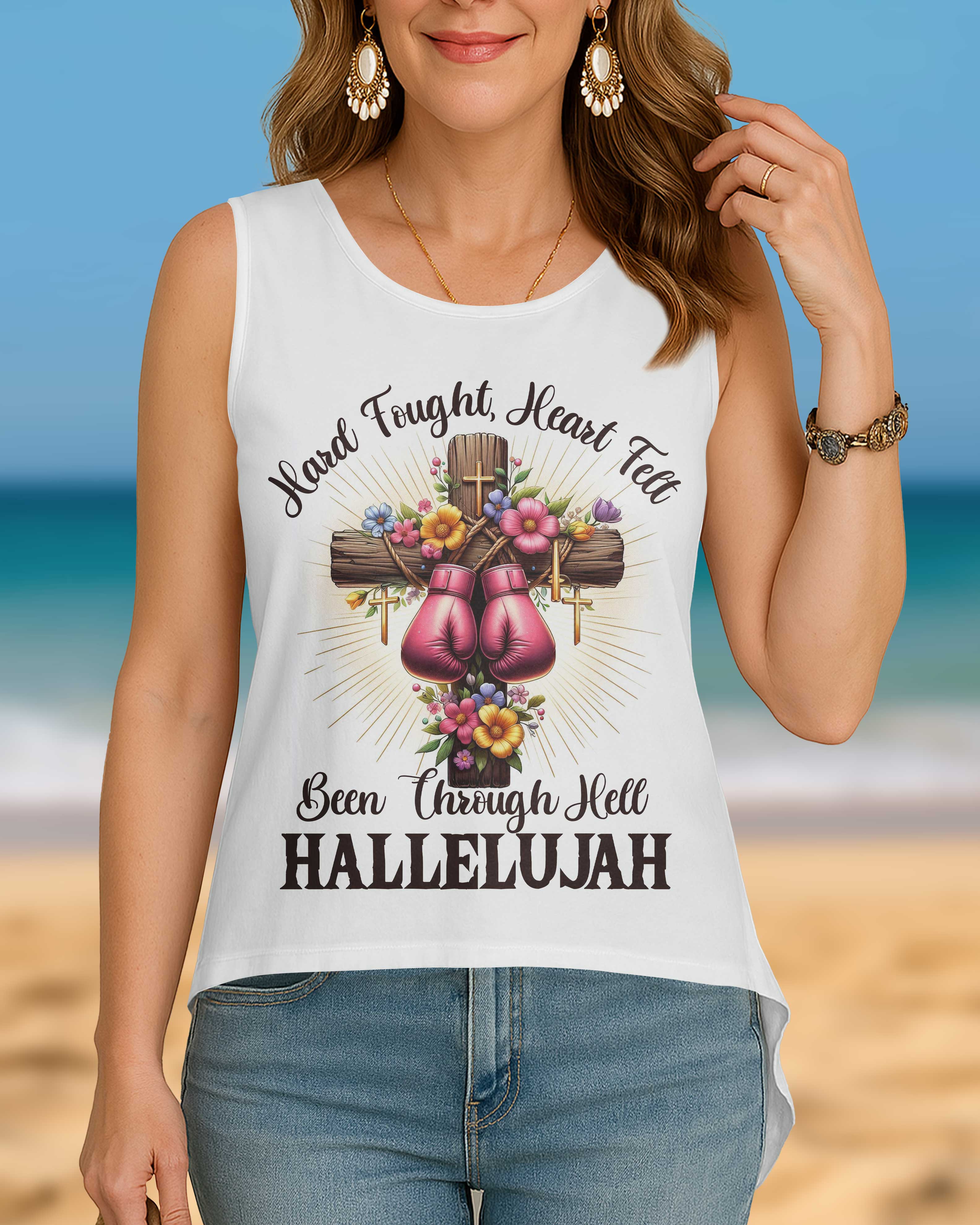 Hard Fought, Heart Felt Cut Out Wrap Back Tank Top