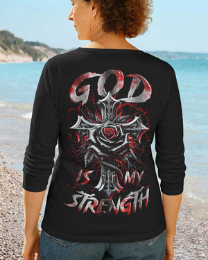 God Is My Strength All Over Print V-neck Long Sleeves Shirt