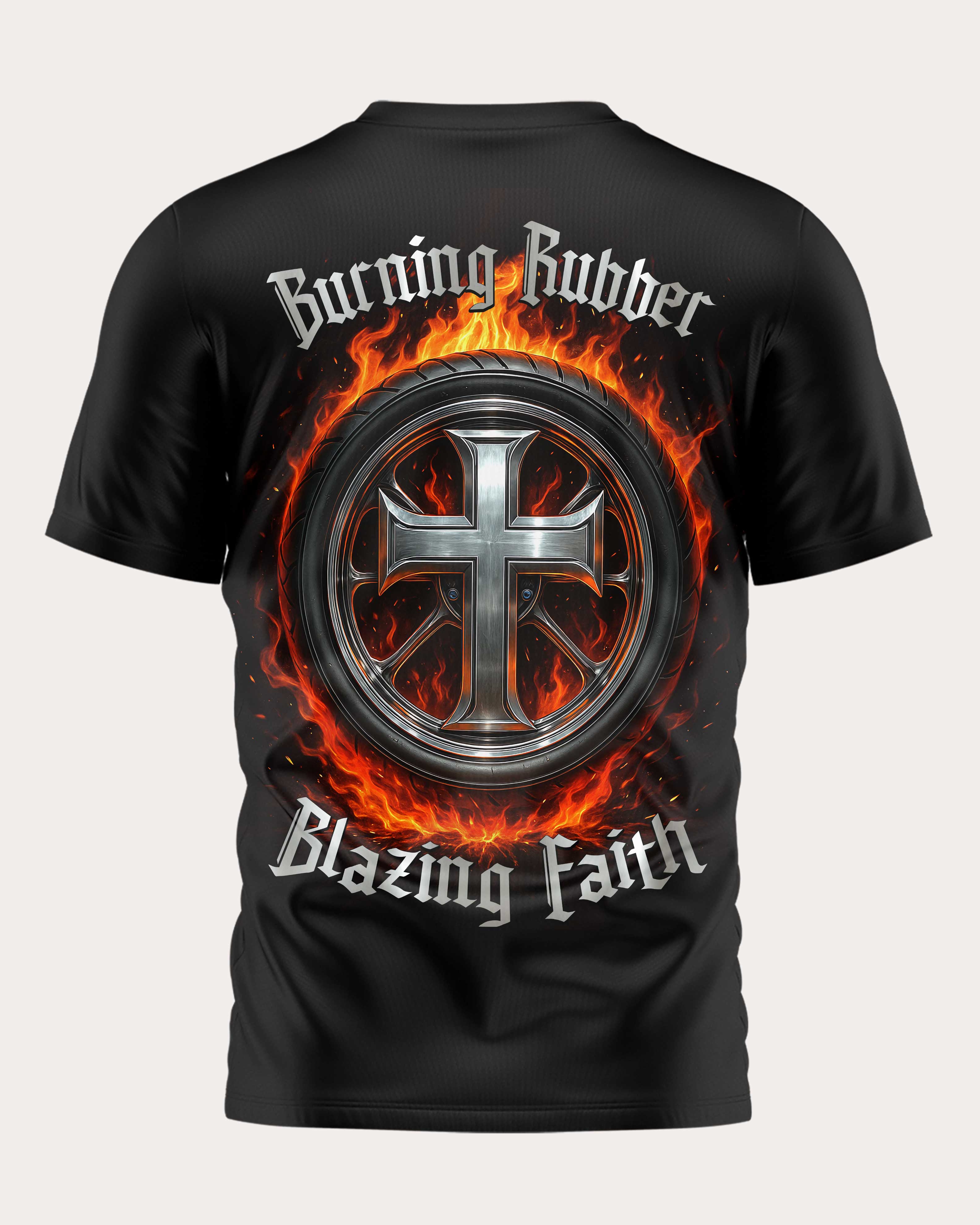 Burning Rubber Blazing Faith All Over Print T-Shirt
