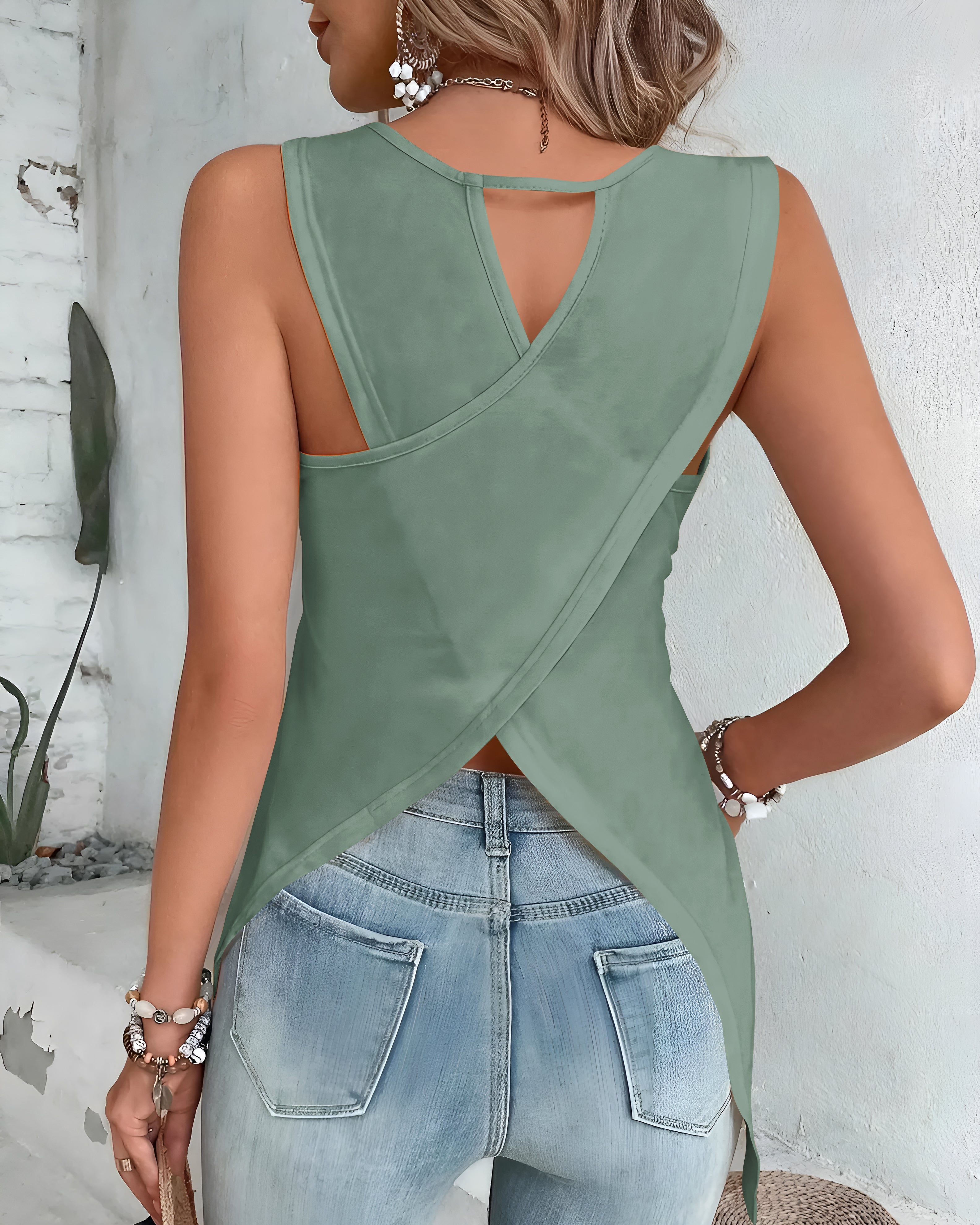 Only Jesus Can Turn Cut Out Wrap Back Tank Top