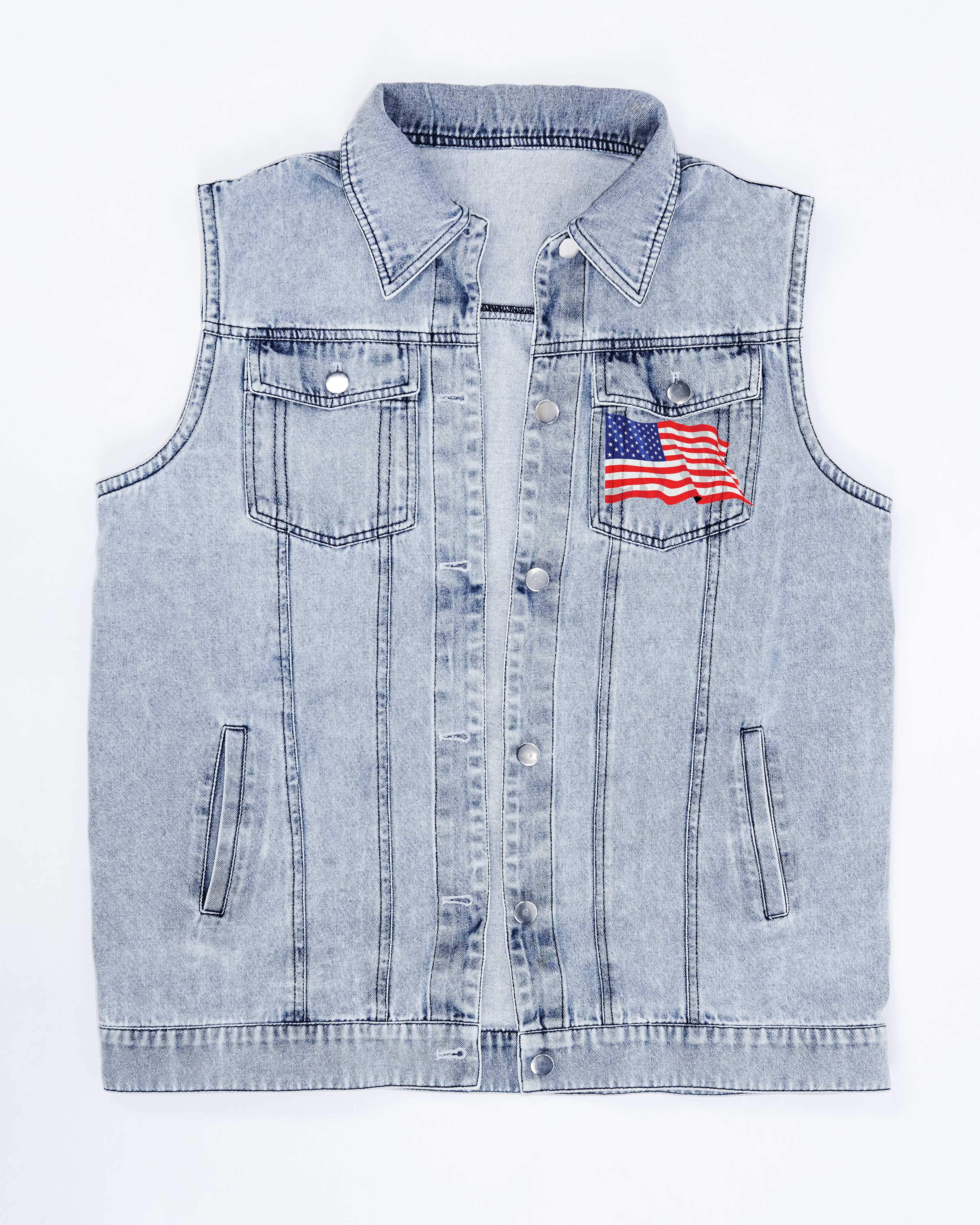 One Nation Under God Sleeveless Denim Jacket