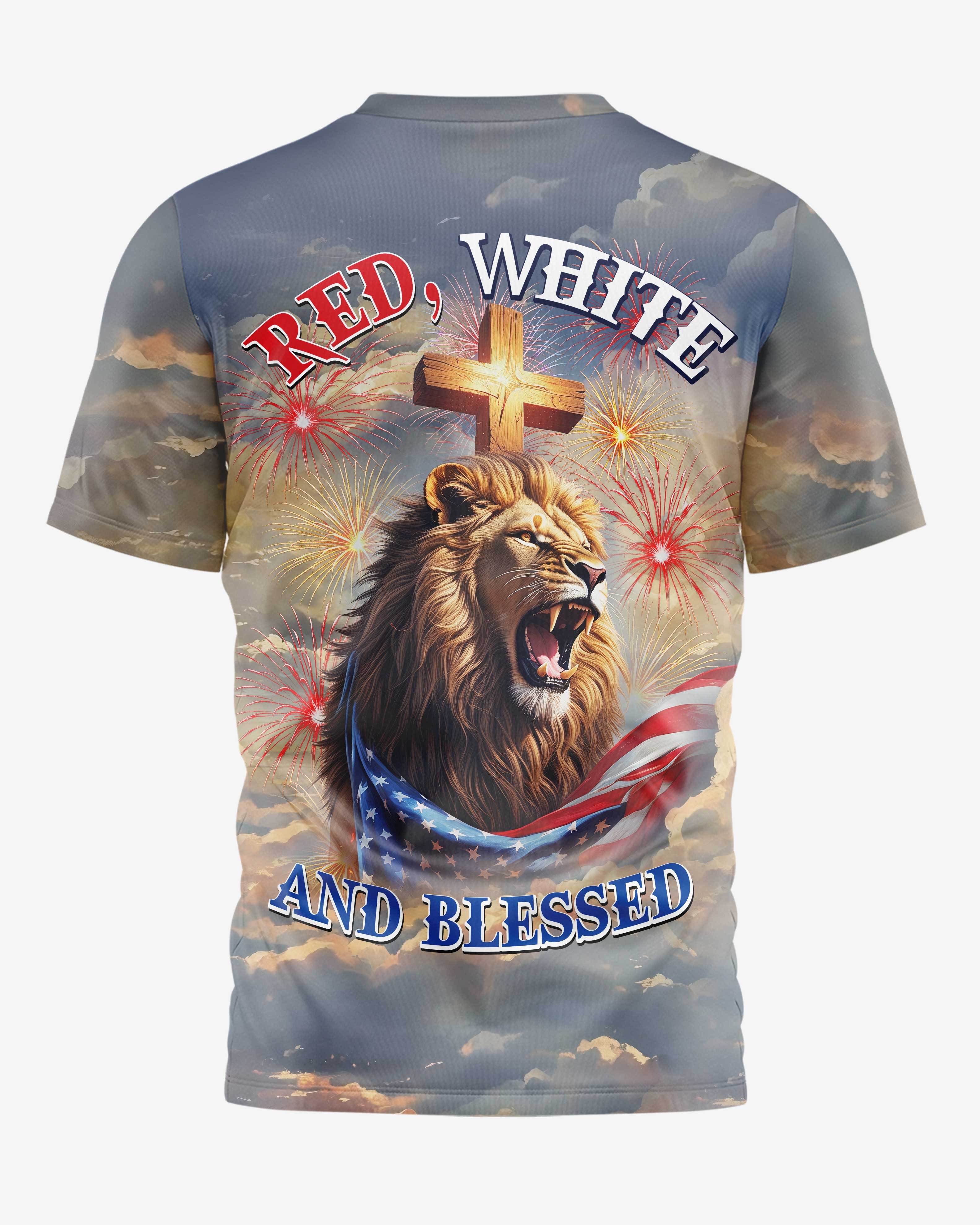Red, White and Blessed All Over Print T-shirt