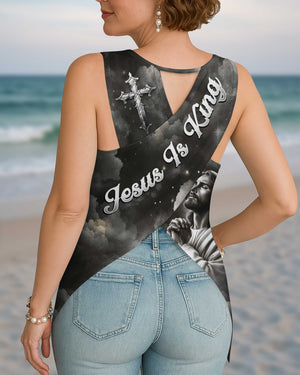 Faith Moves Mountains All Over Print Cut Out Wrap Back Tank Top