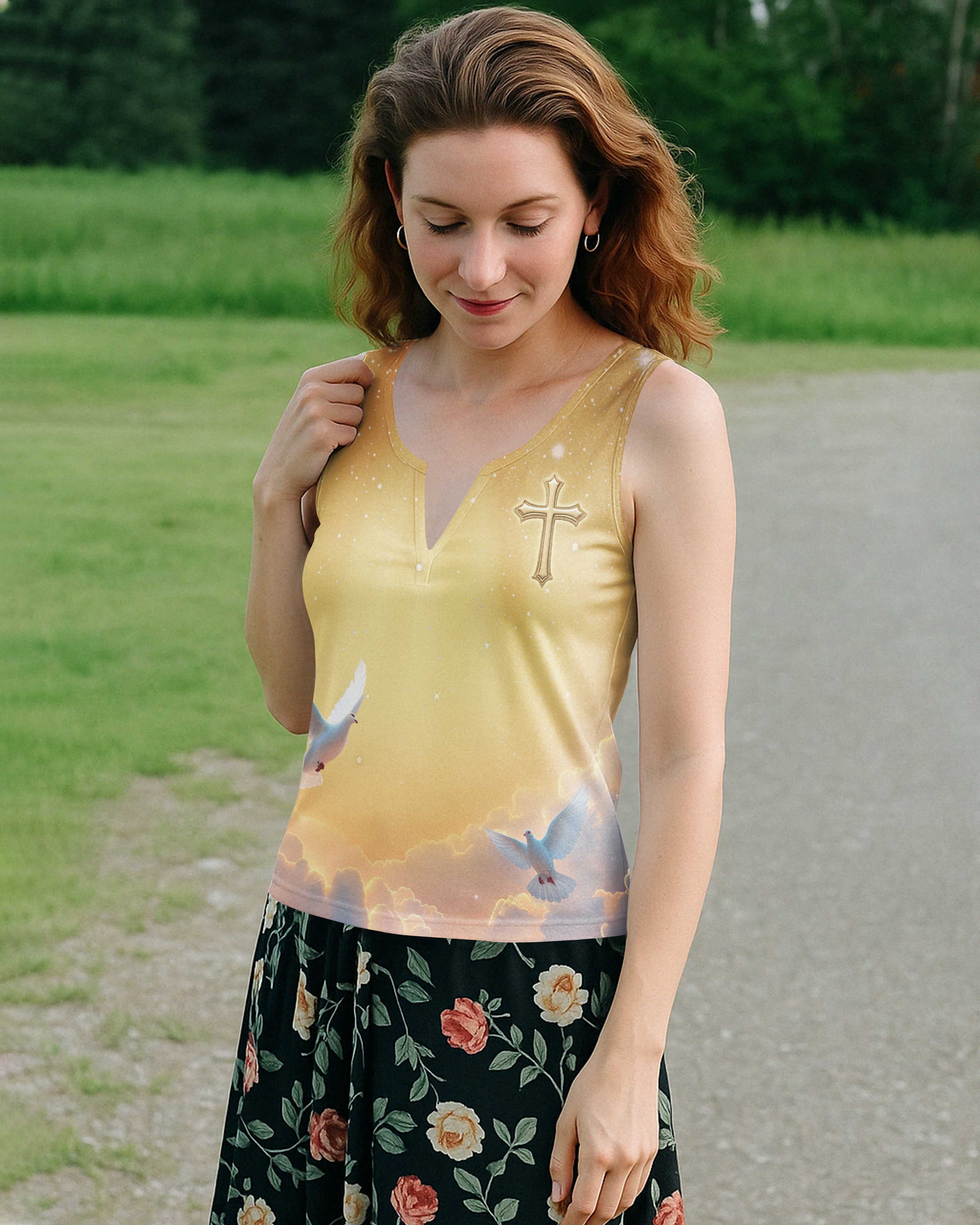 Blessed Are The Pure In Heart All Over Print V-neck Tank Top