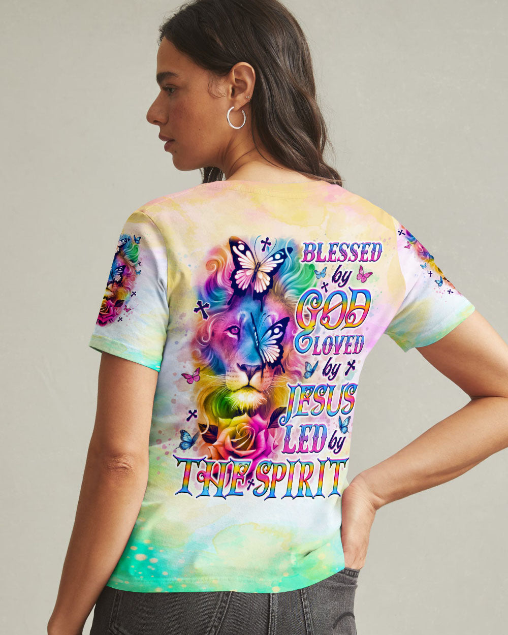Blessed By God Loved By Jesus Lion Women's All Over Print Shirt - Tlno2309251