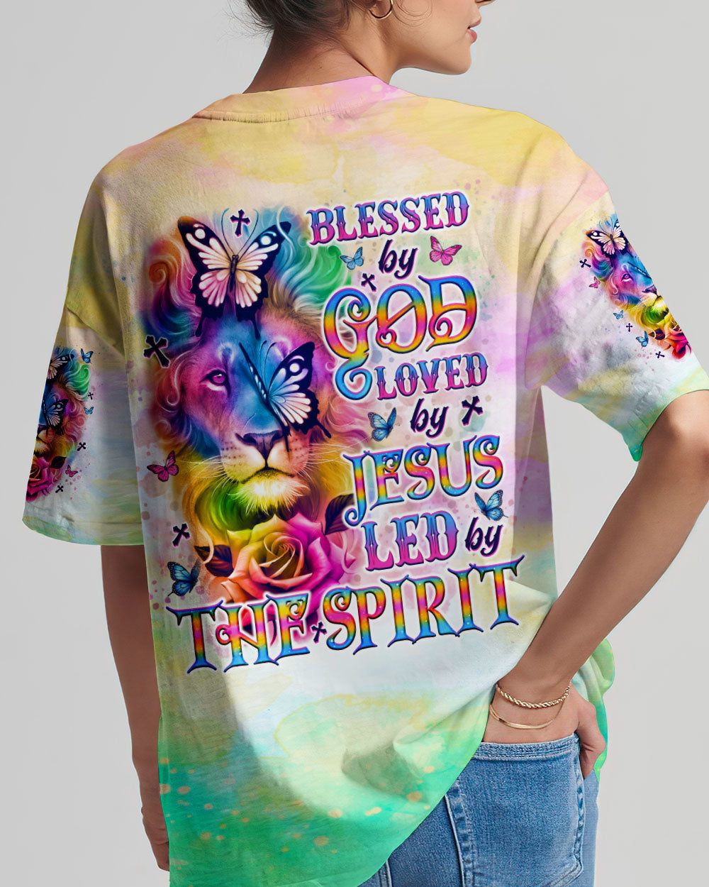 Blessed By God Loved By Jesus Lion Women's All Over Print Shirt - Tlno2309251