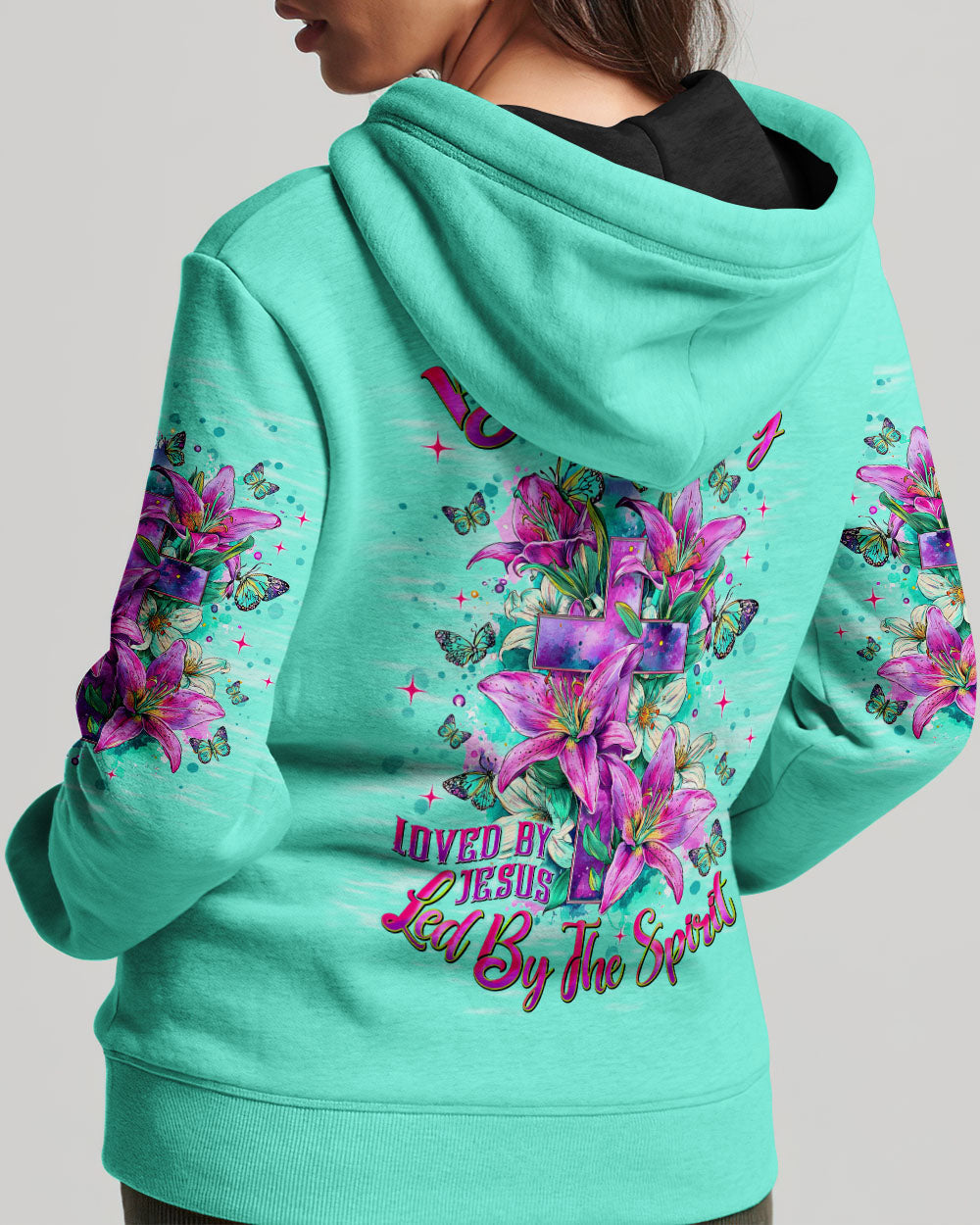 Blessed By God Loved By Jesus Cross Lilies Women's All Over Print Shirt - Tlnt1009253