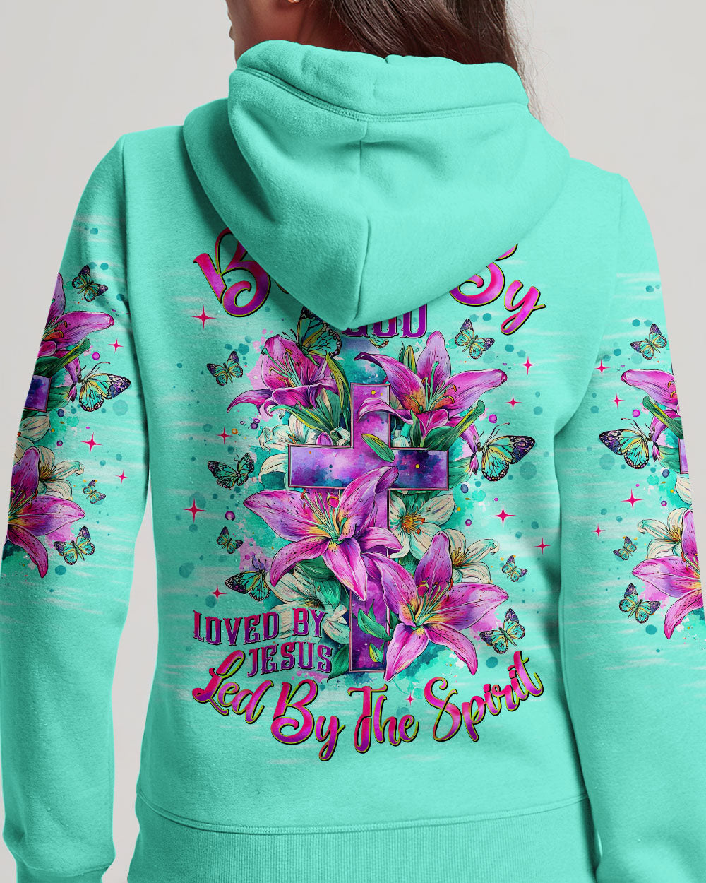 Blessed By God Loved By Jesus Cross Lilies Women's All Over Print Shirt - Tlnt1009253