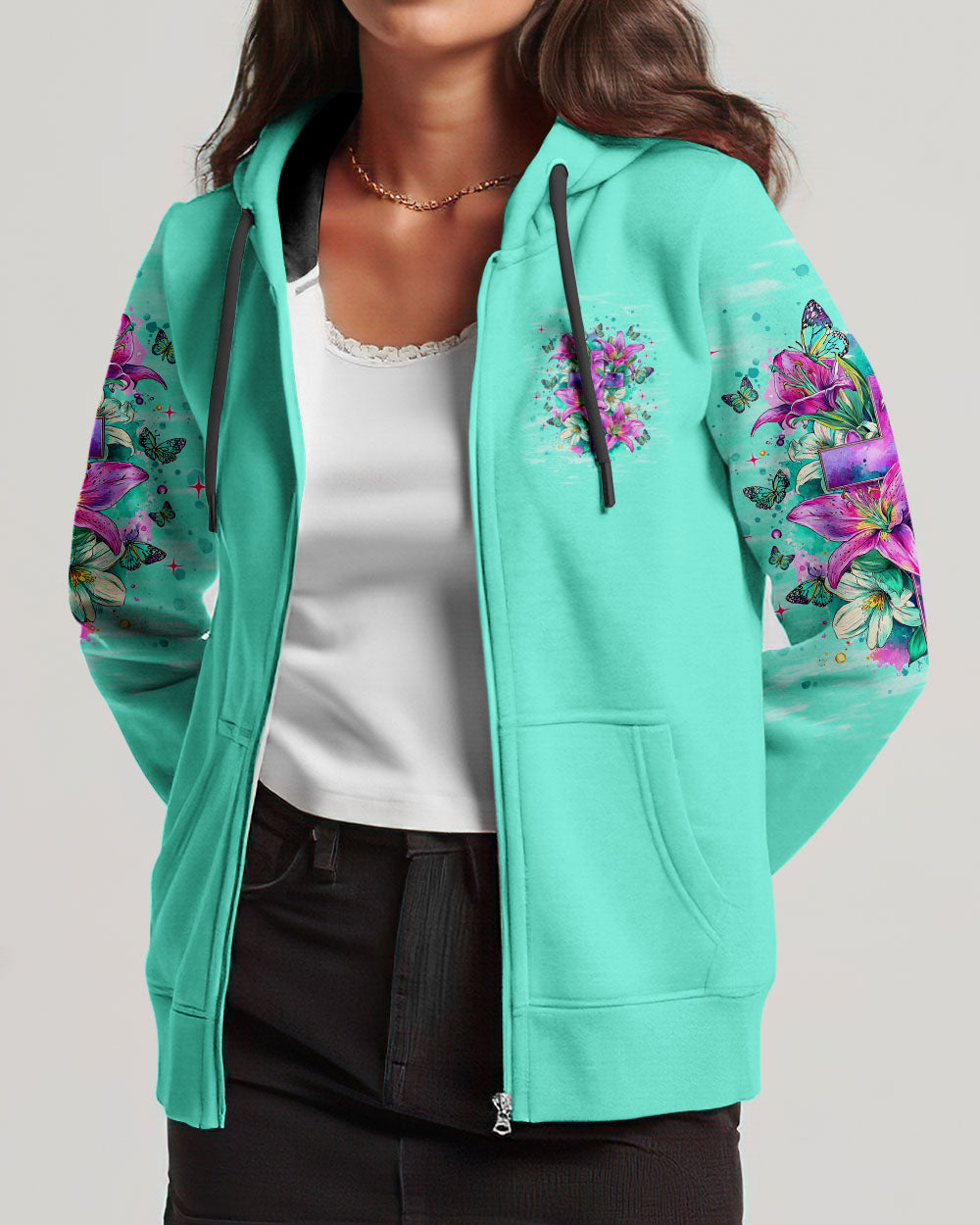 Blessed By God Loved By Jesus Cross Lilies Women's All Over Print Shirt - Tlnt1009253