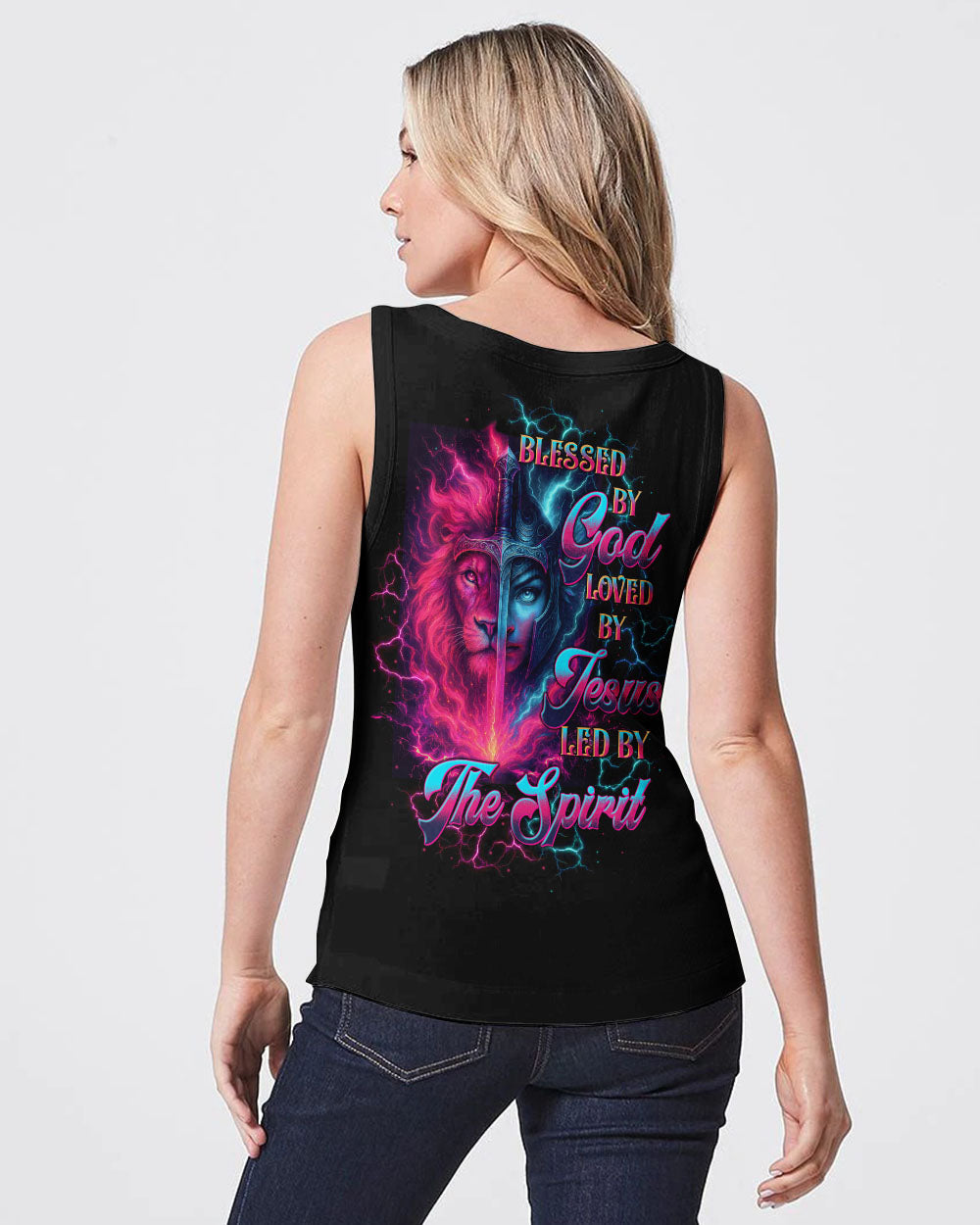 Blessed By God Loved By Jesus Lion Warrior Women's All Over Print Shirt - Tltw1209253